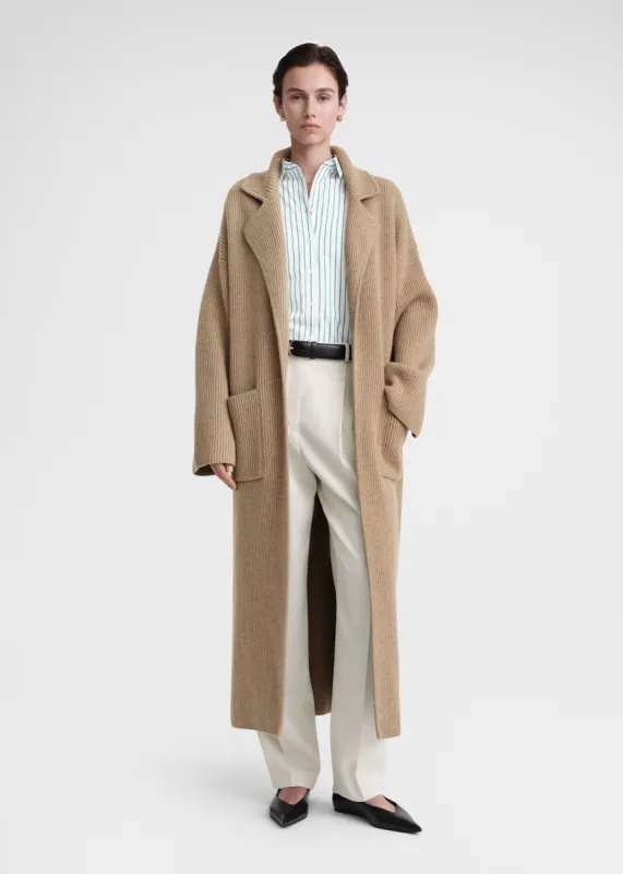 Rib-knit cardi coat biscuit sold by Toteme