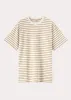 Straight cotton tee camel stripe sold by Toteme