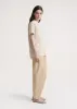 Straight cotton tee camel stripe sold by Toteme