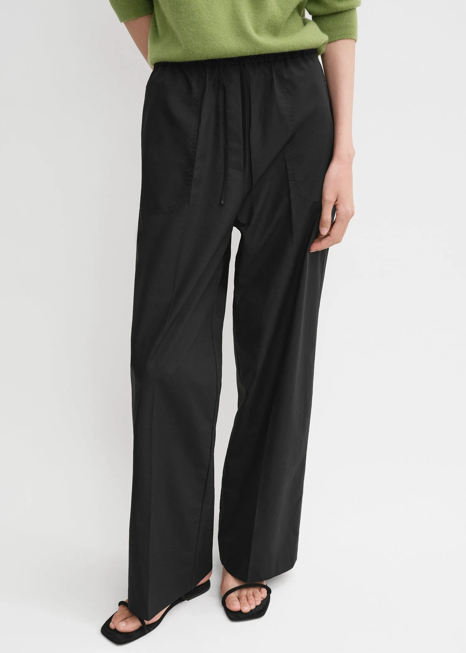 Cotton drawstring trousers black sold by Toteme product image thumbnail 4