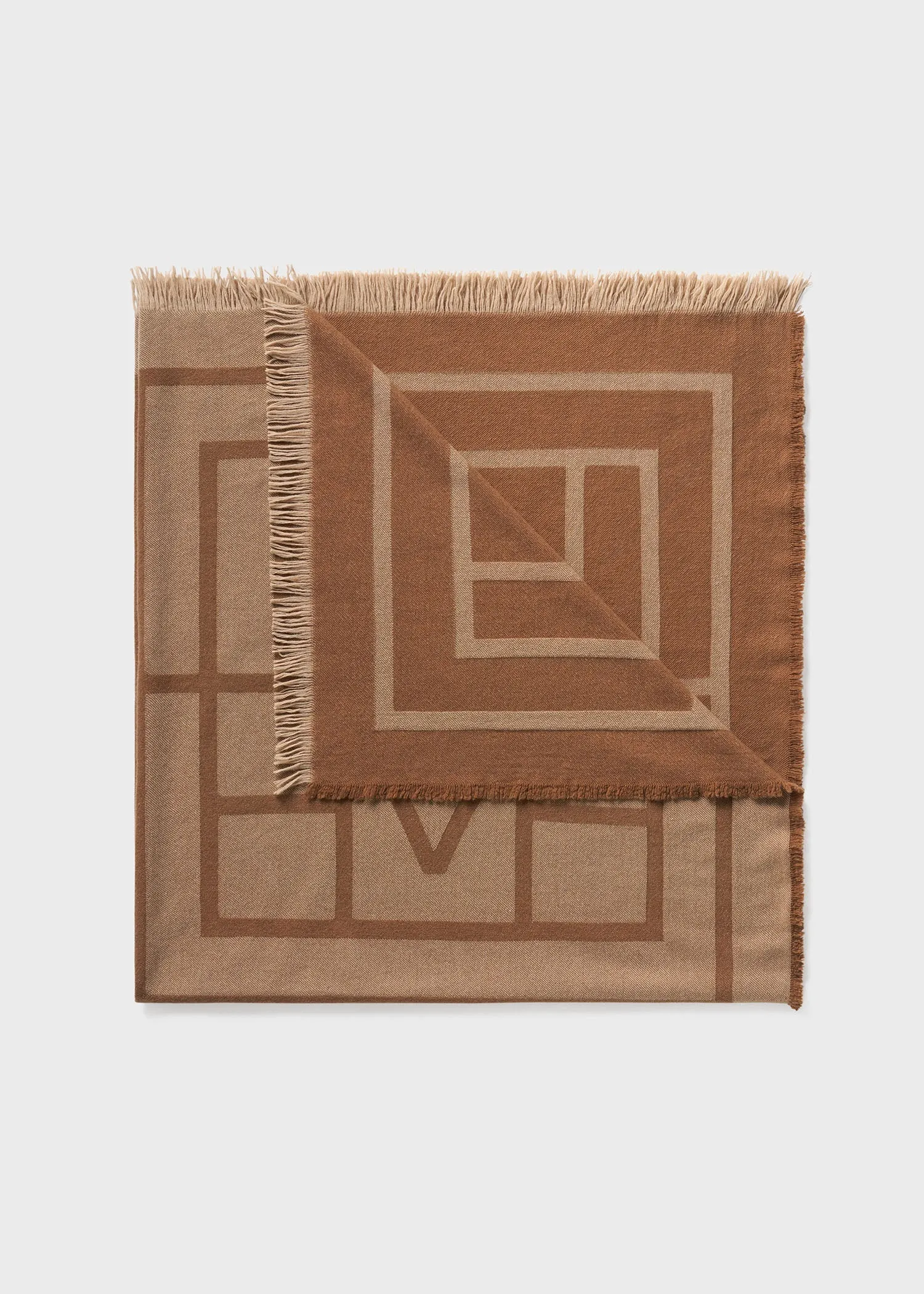 Monogram wool cashmere scarf camel sold by Toteme product image thumbnail 4