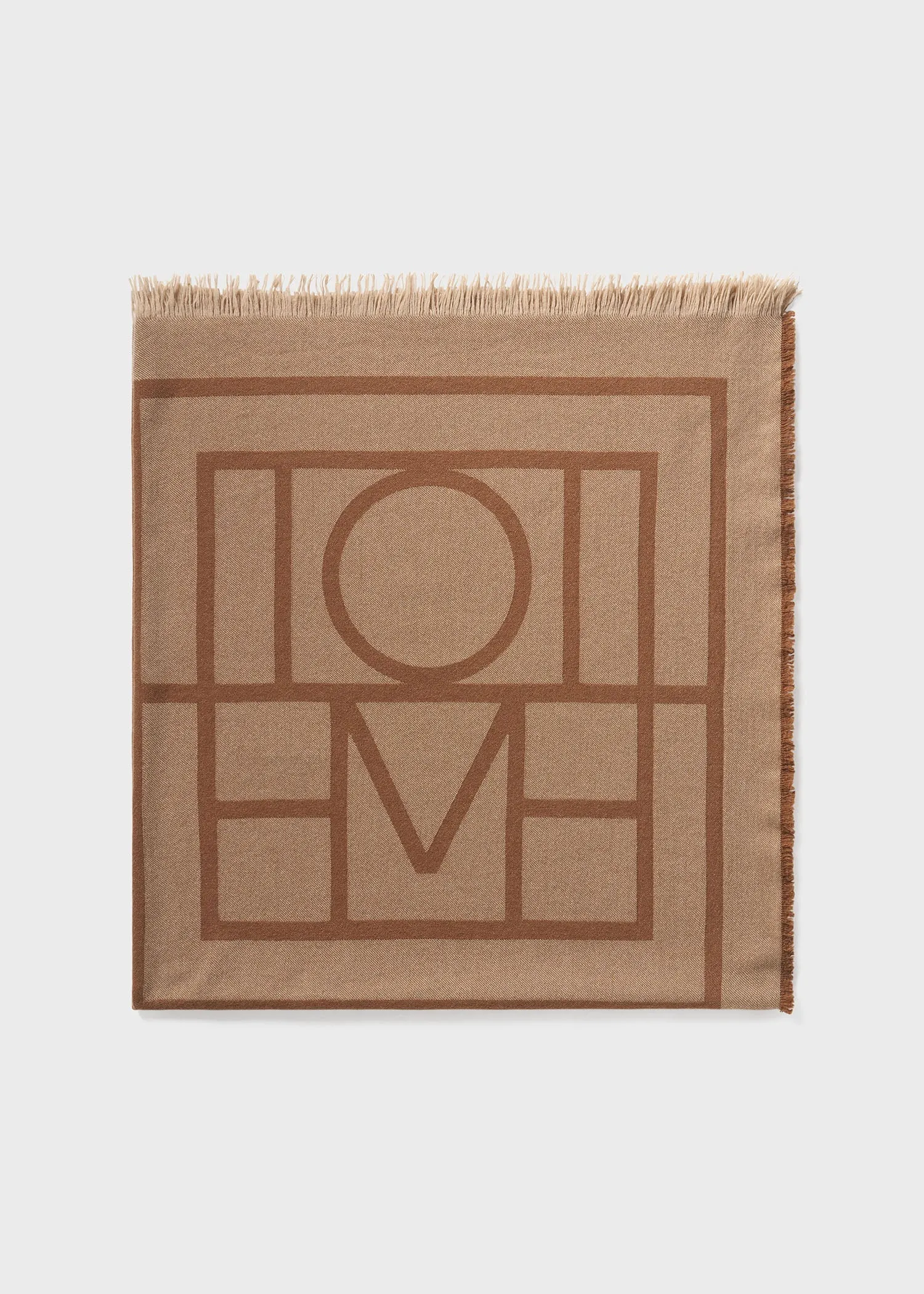 Monogram wool cashmere scarf camel sold by Toteme product image thumbnail 5