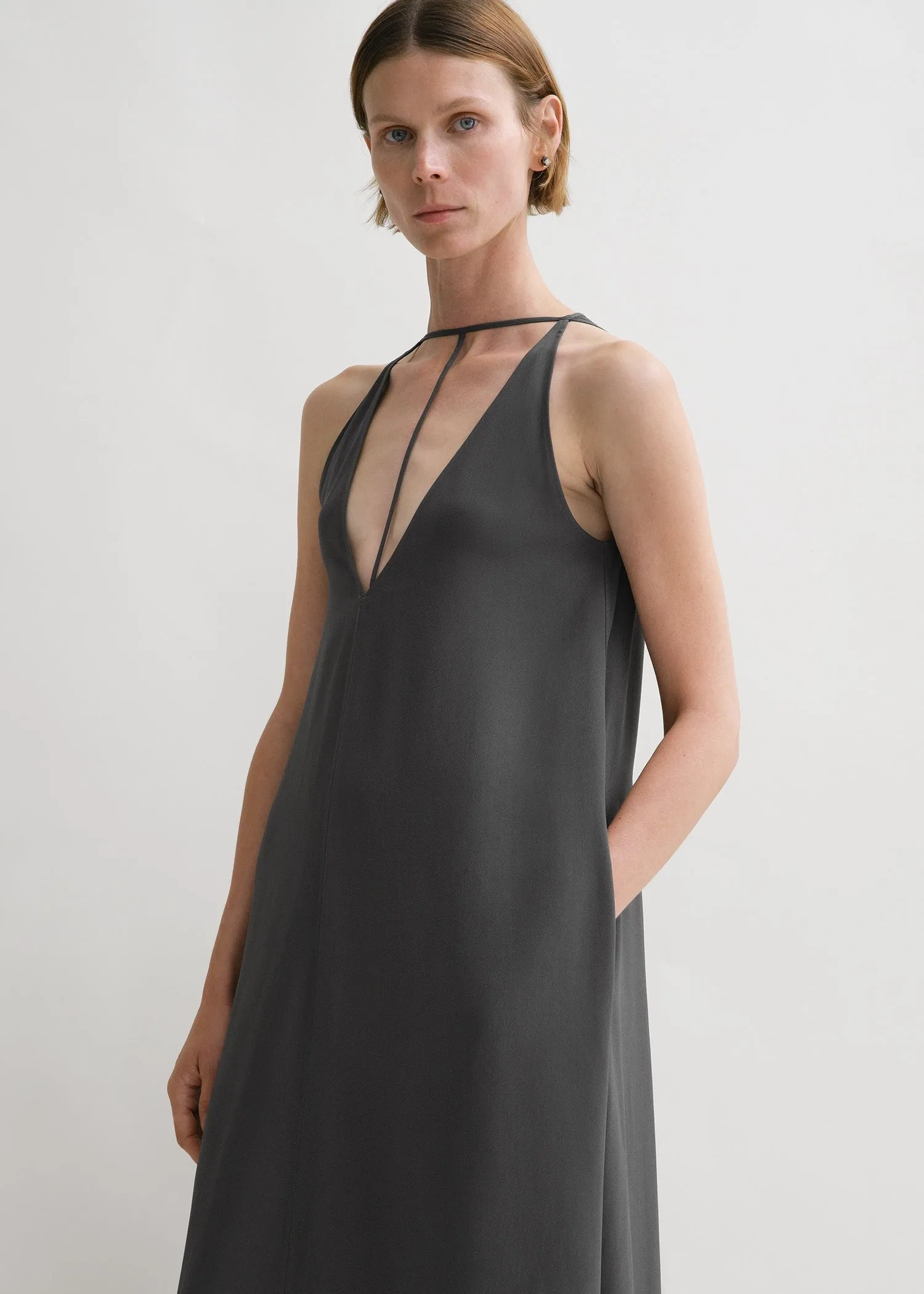 T-strap crepe-back satin dress lead sold by Toteme product image thumbnail 4