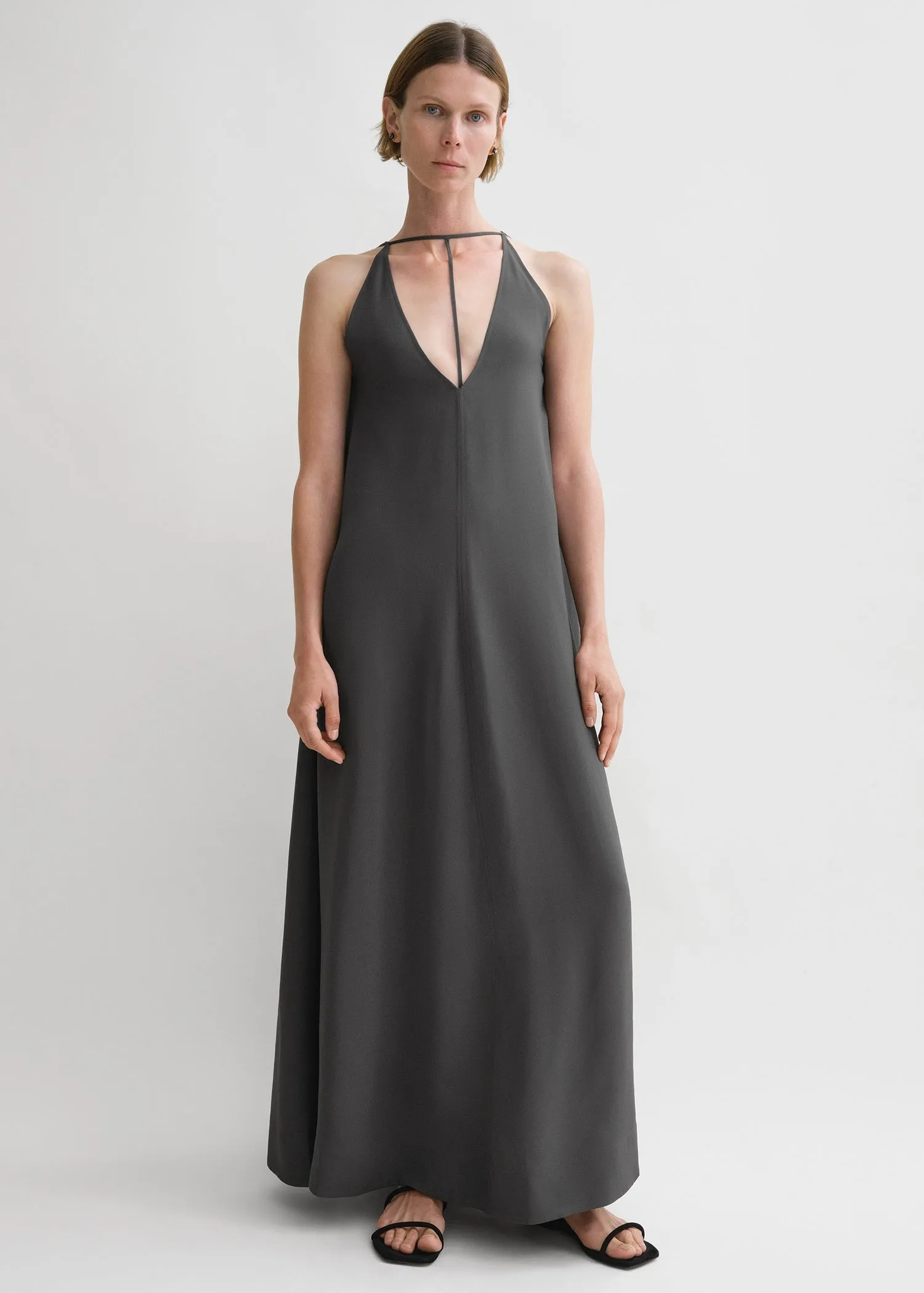 T-strap crepe-back satin dress lead sold by Toteme
