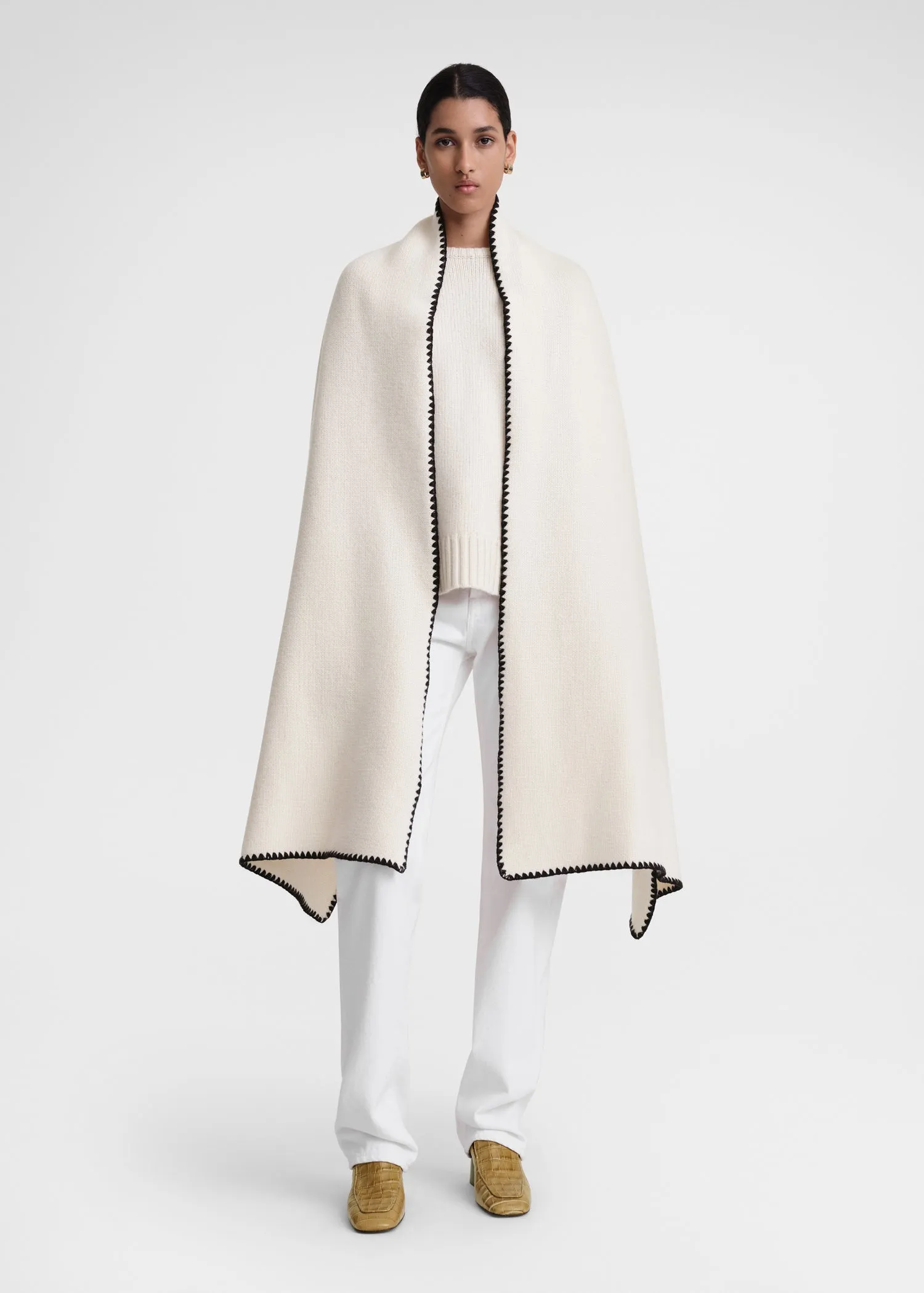 Embroidered wool cashmere scarf snow sold by Toteme product image thumbnail 3