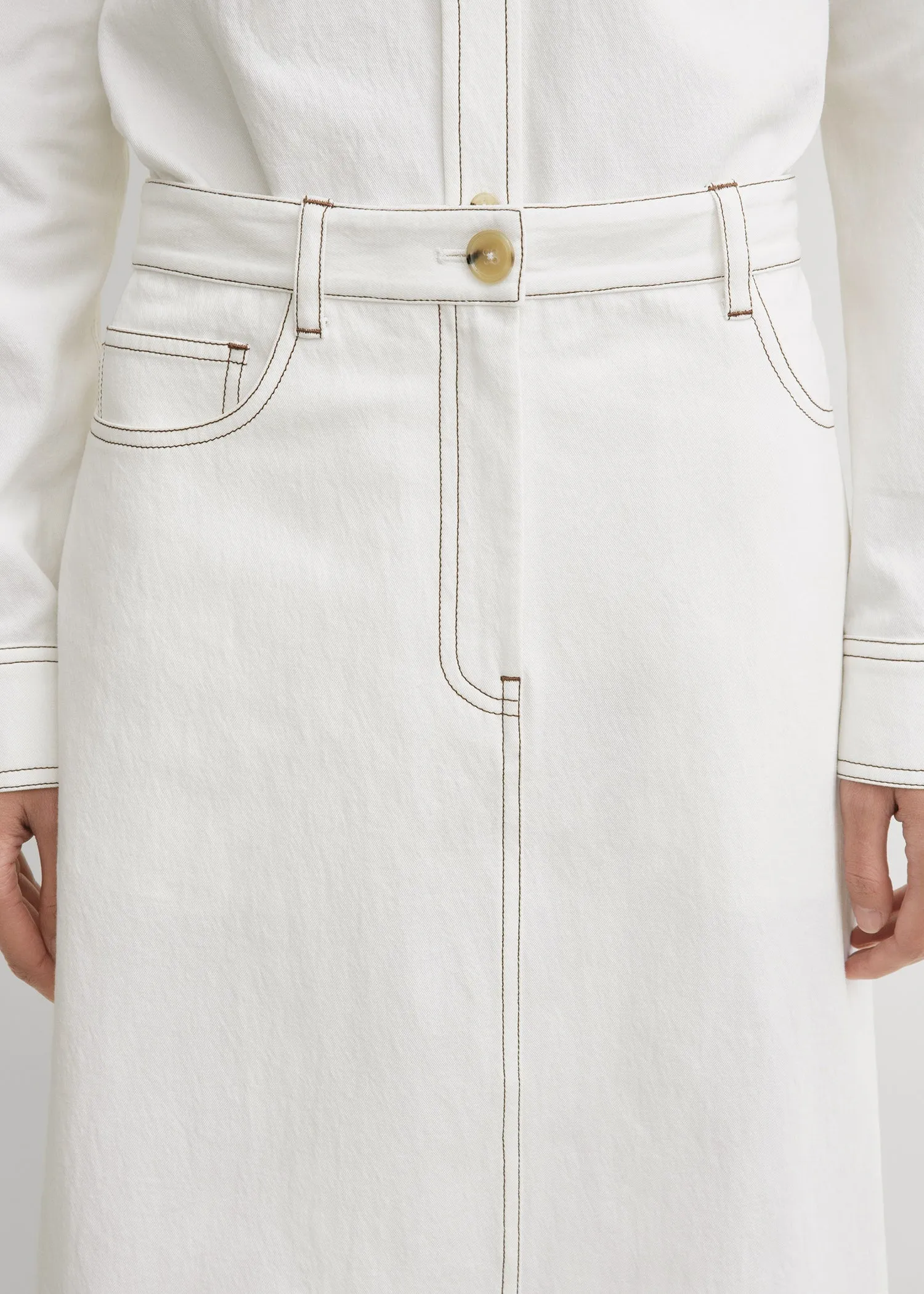 Tumbled cotton midi skirt white sold by Toteme product image thumbnail 5