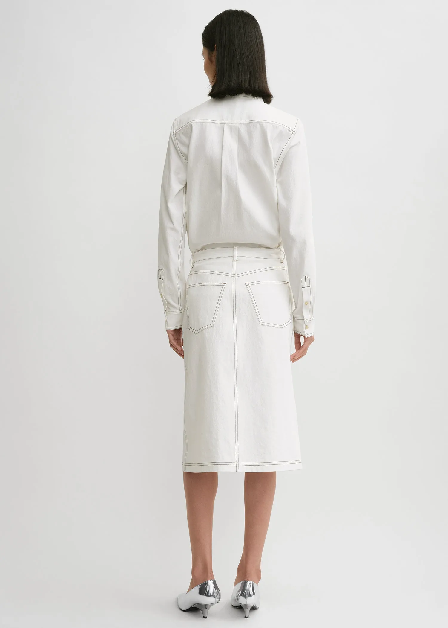 Tumbled cotton midi skirt white sold by Toteme product image thumbnail 3