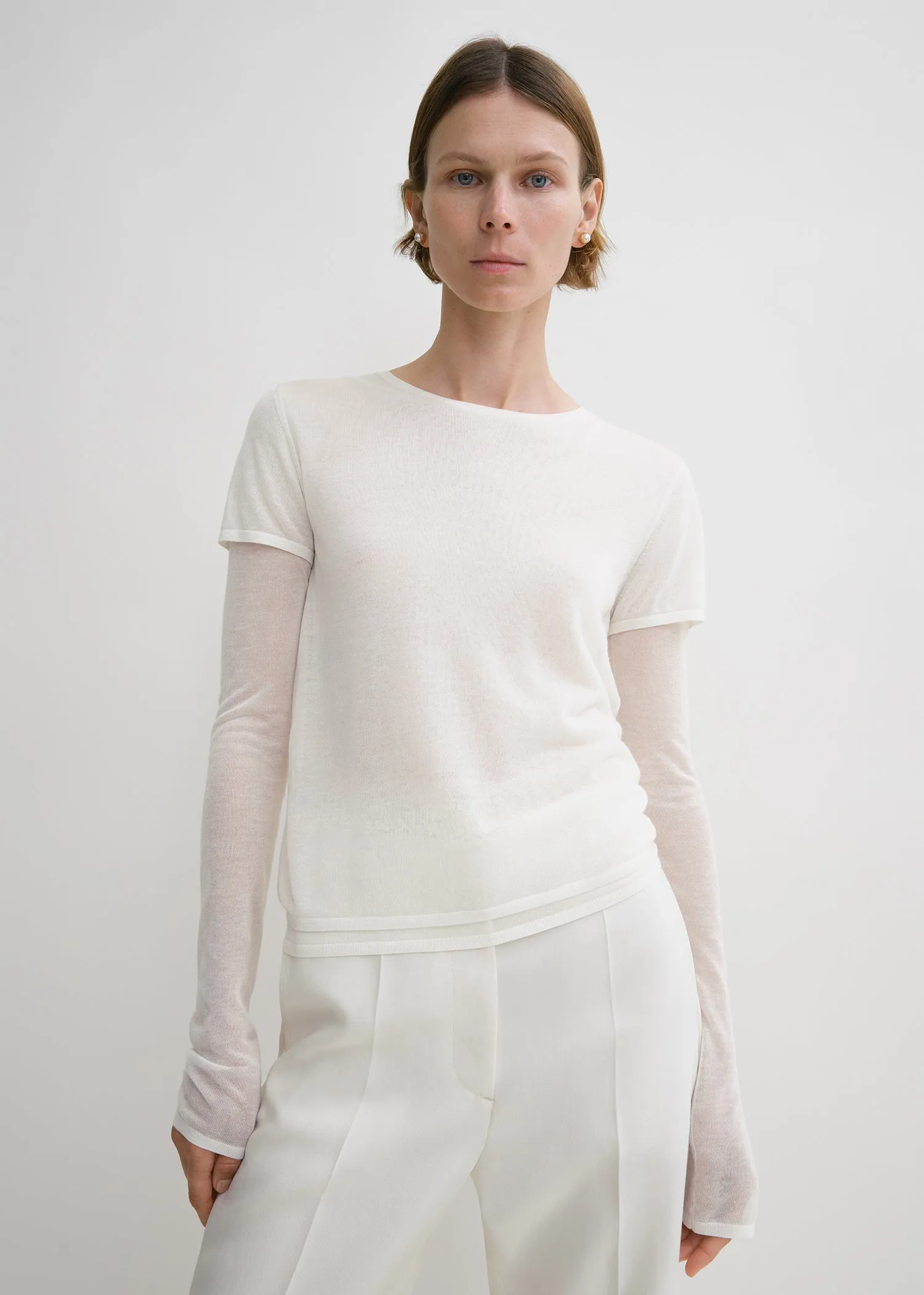 Layered knit tee talc sold by Toteme product image thumbnail 4