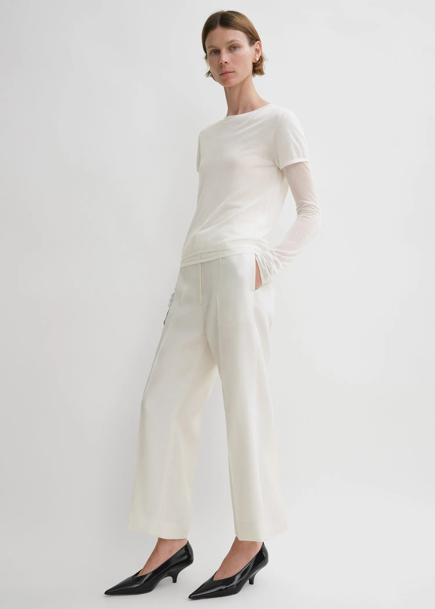 Layered knit tee talc sold by Toteme product image thumbnail 2
