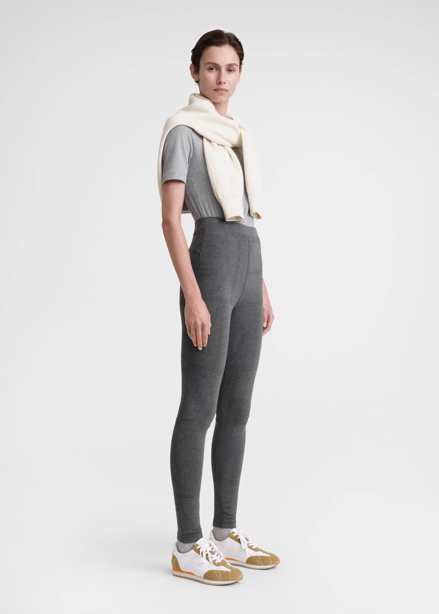 Monogram knit leggings dark grey melange sold by Toteme product image thumbnail 2