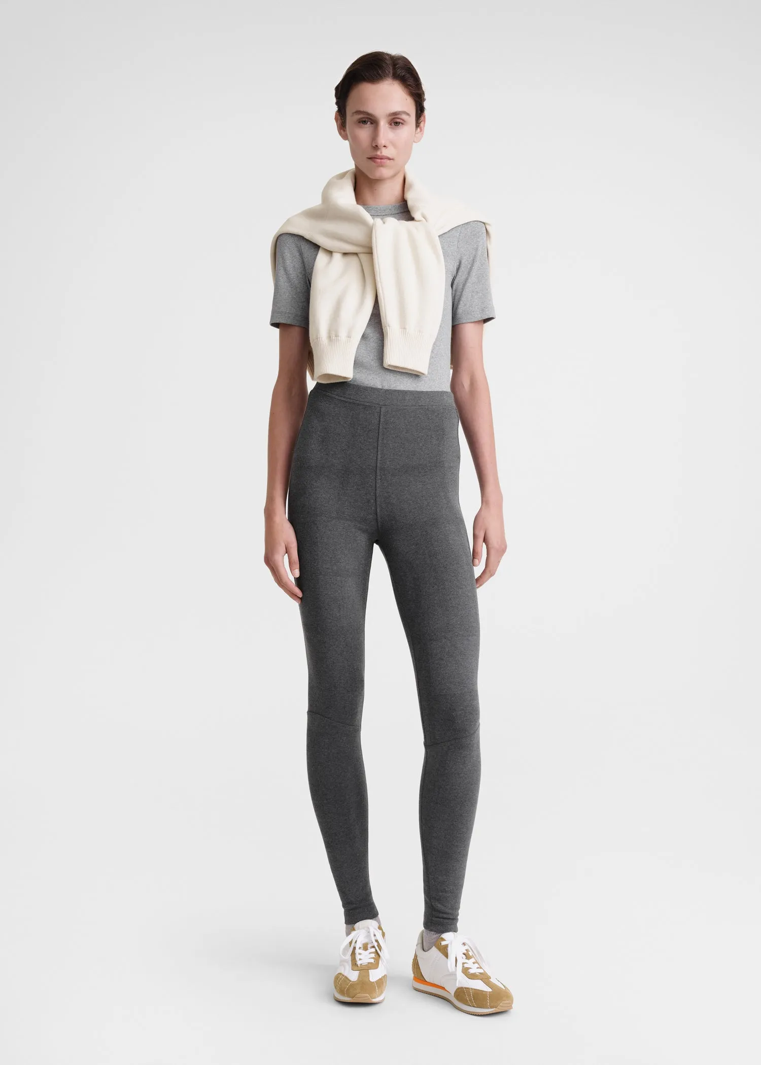 Monogram knit leggings dark grey melange sold by Toteme