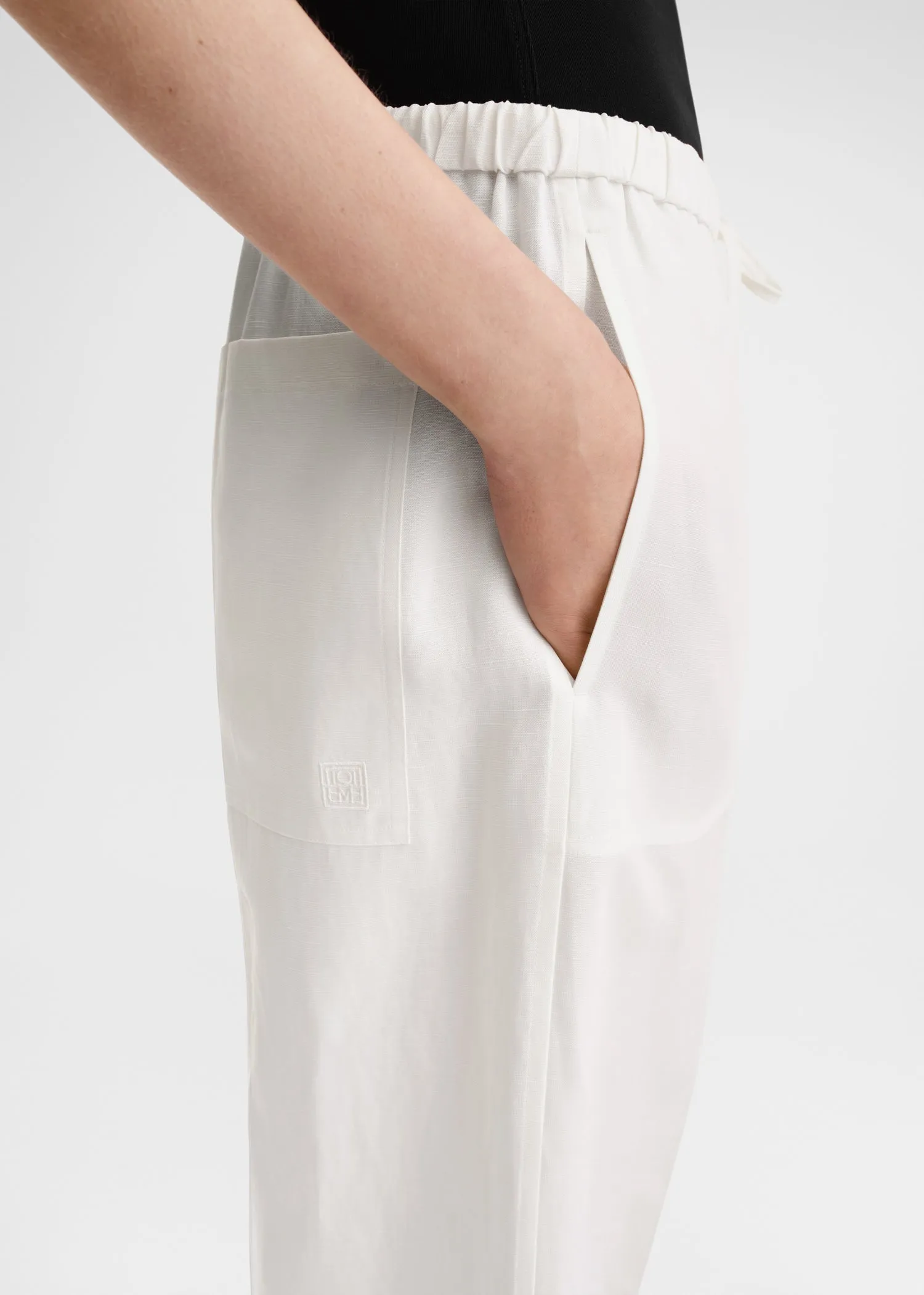 Fluid drawstring trousers off-white sold by Toteme product image thumbnail 4