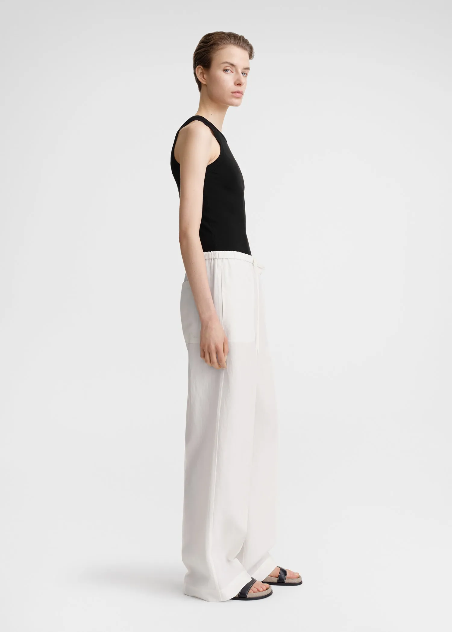 Fluid drawstring trousers off-white sold by Toteme product image thumbnail 2