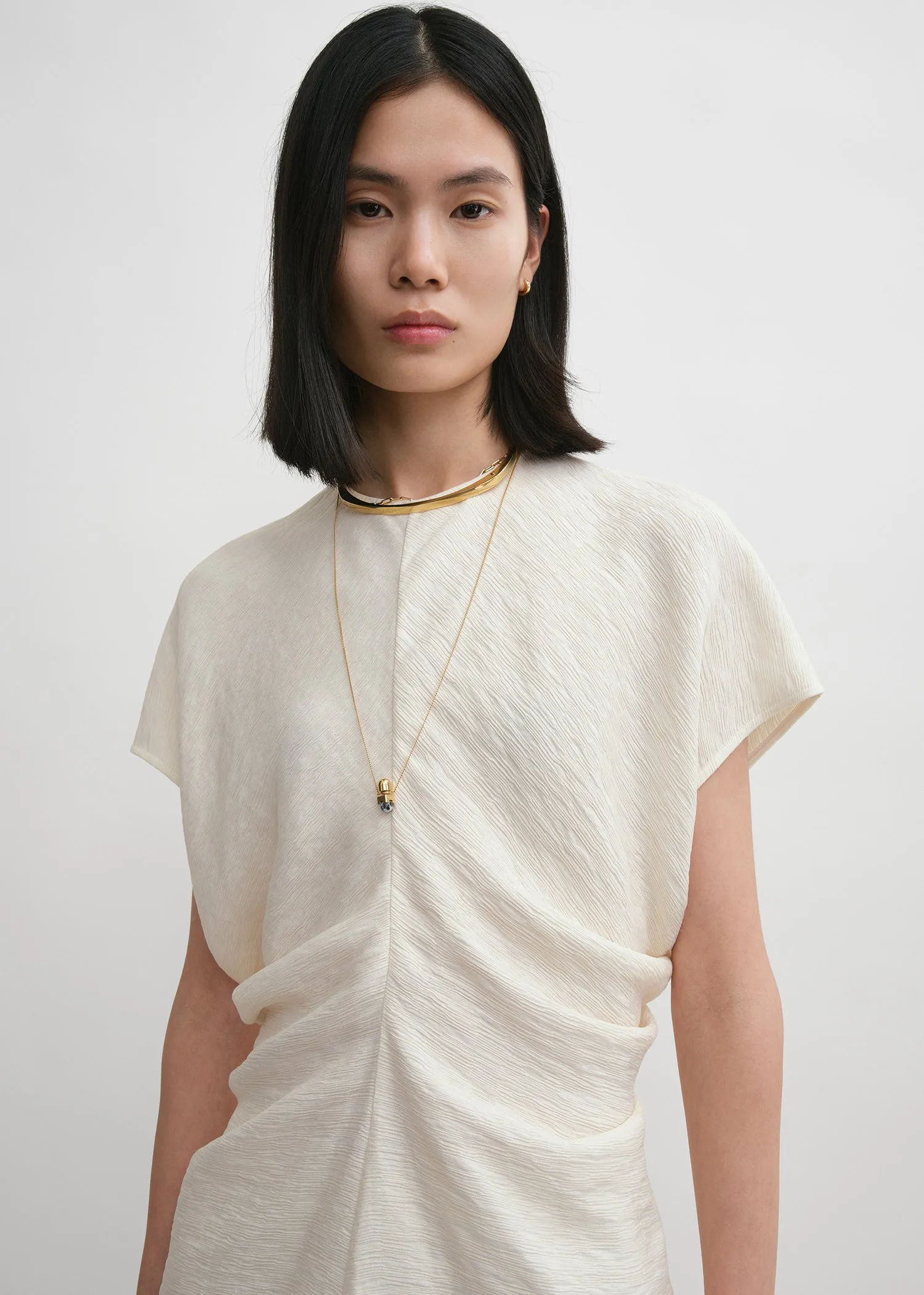 Slouch waist crinkled top cream sold by Toteme product image thumbnail 4