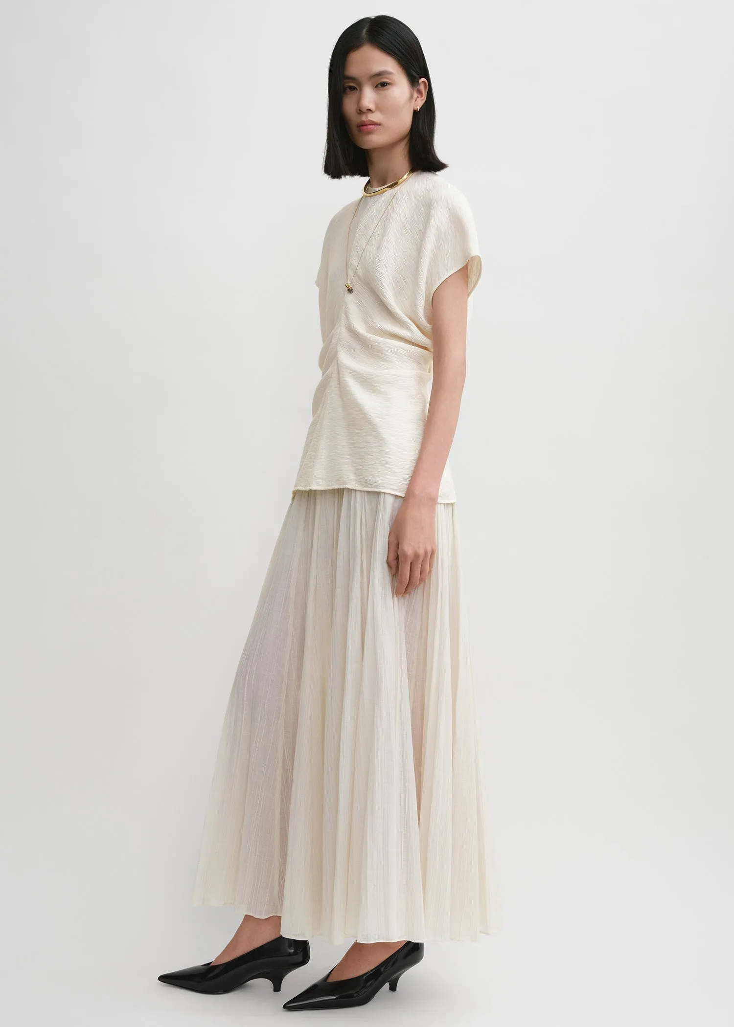 Slouch waist crinkled top cream sold by Toteme product image thumbnail 2