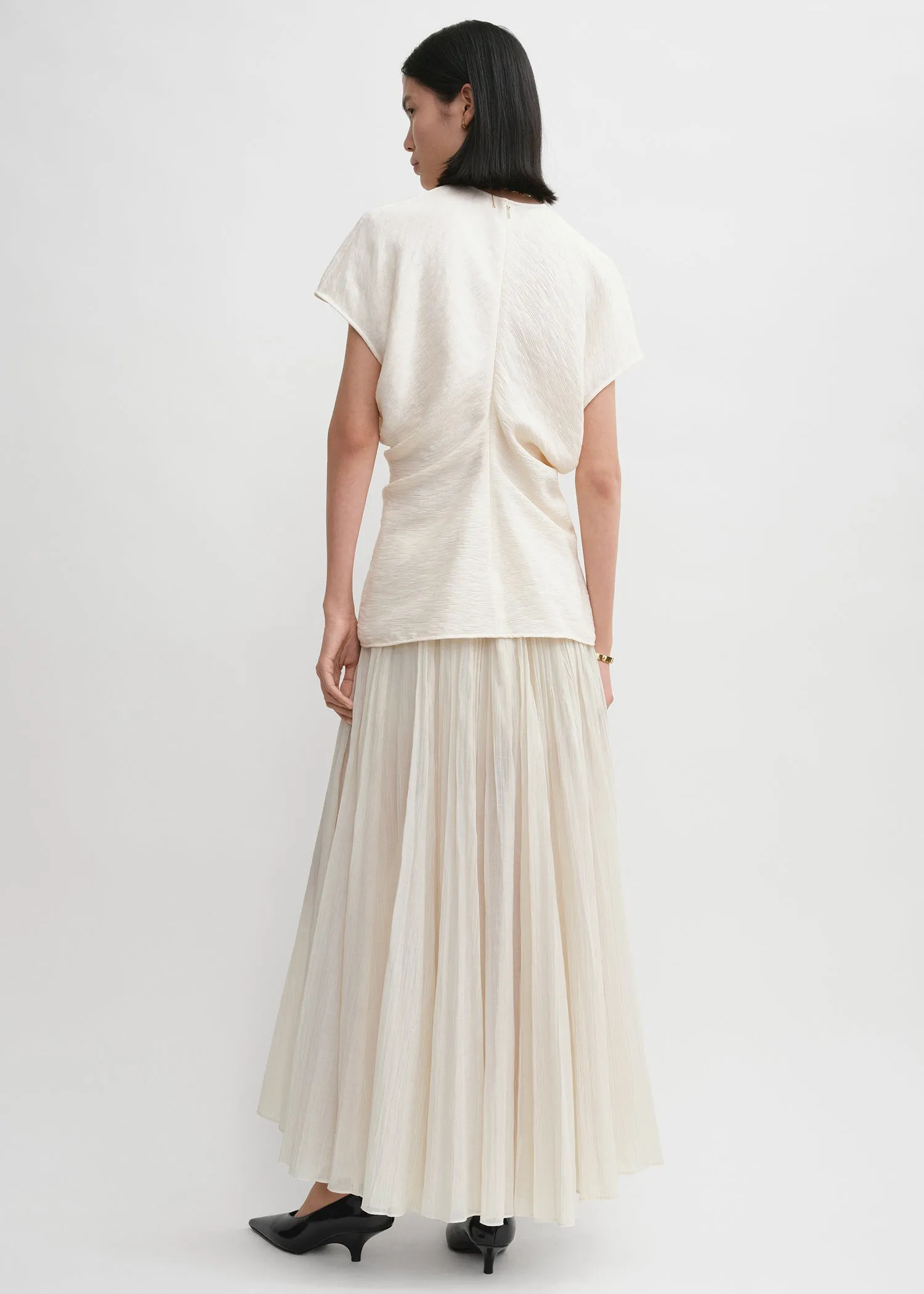 Slouch waist crinkled top cream sold by Toteme product image thumbnail 3