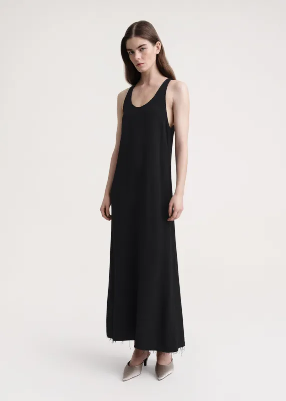Scoop-neck sablé dress black made by Toteme