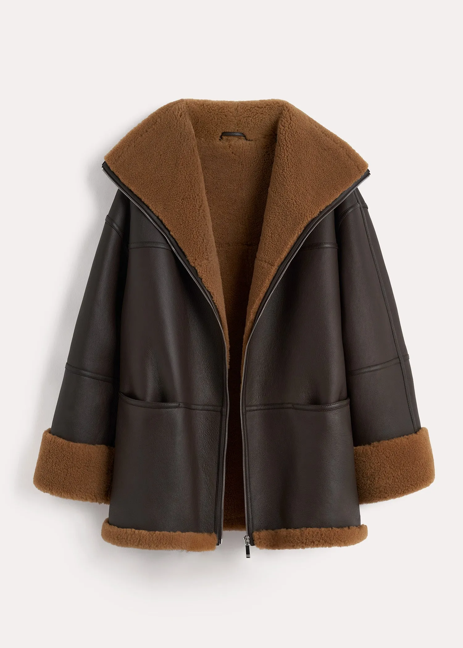 Signature shearling jacket chocolate sold by Toteme product image thumbnail 5