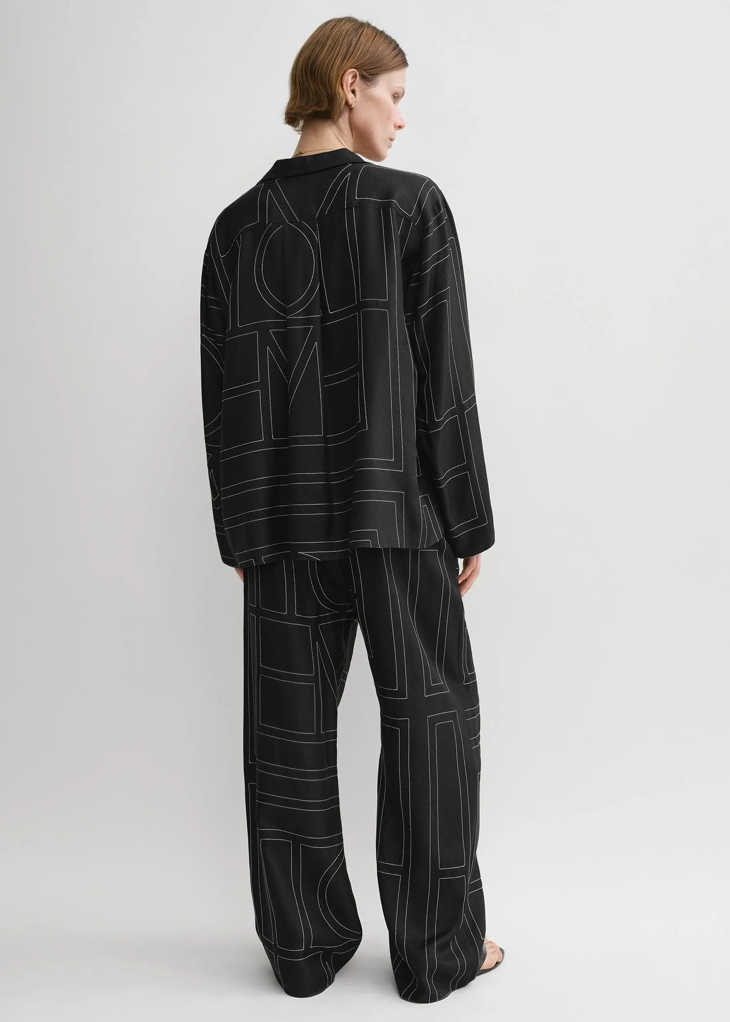 Monogram silk pj top black sold by Toteme product image thumbnail 3