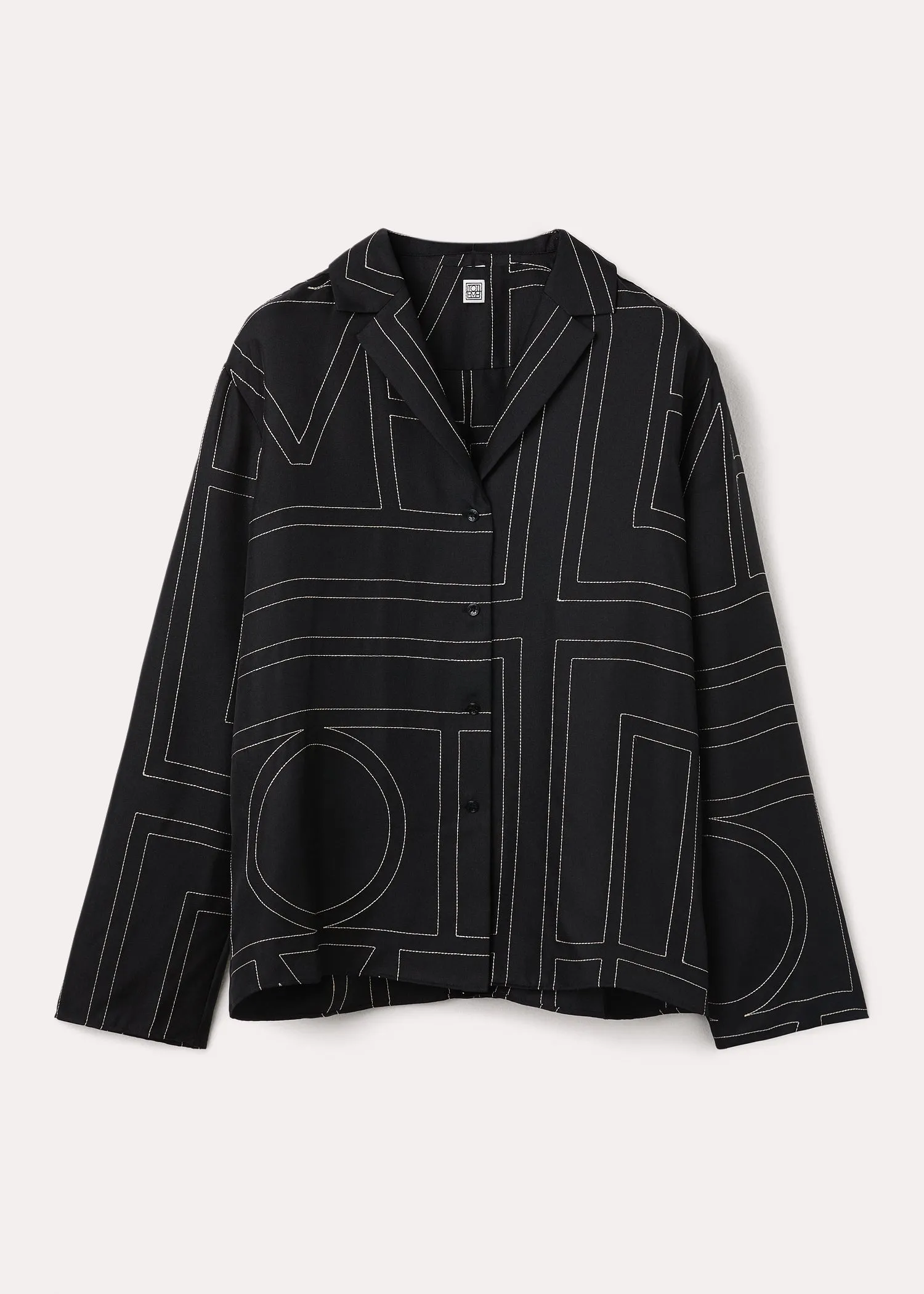 Monogram silk pj top black sold by Toteme product image thumbnail 5
