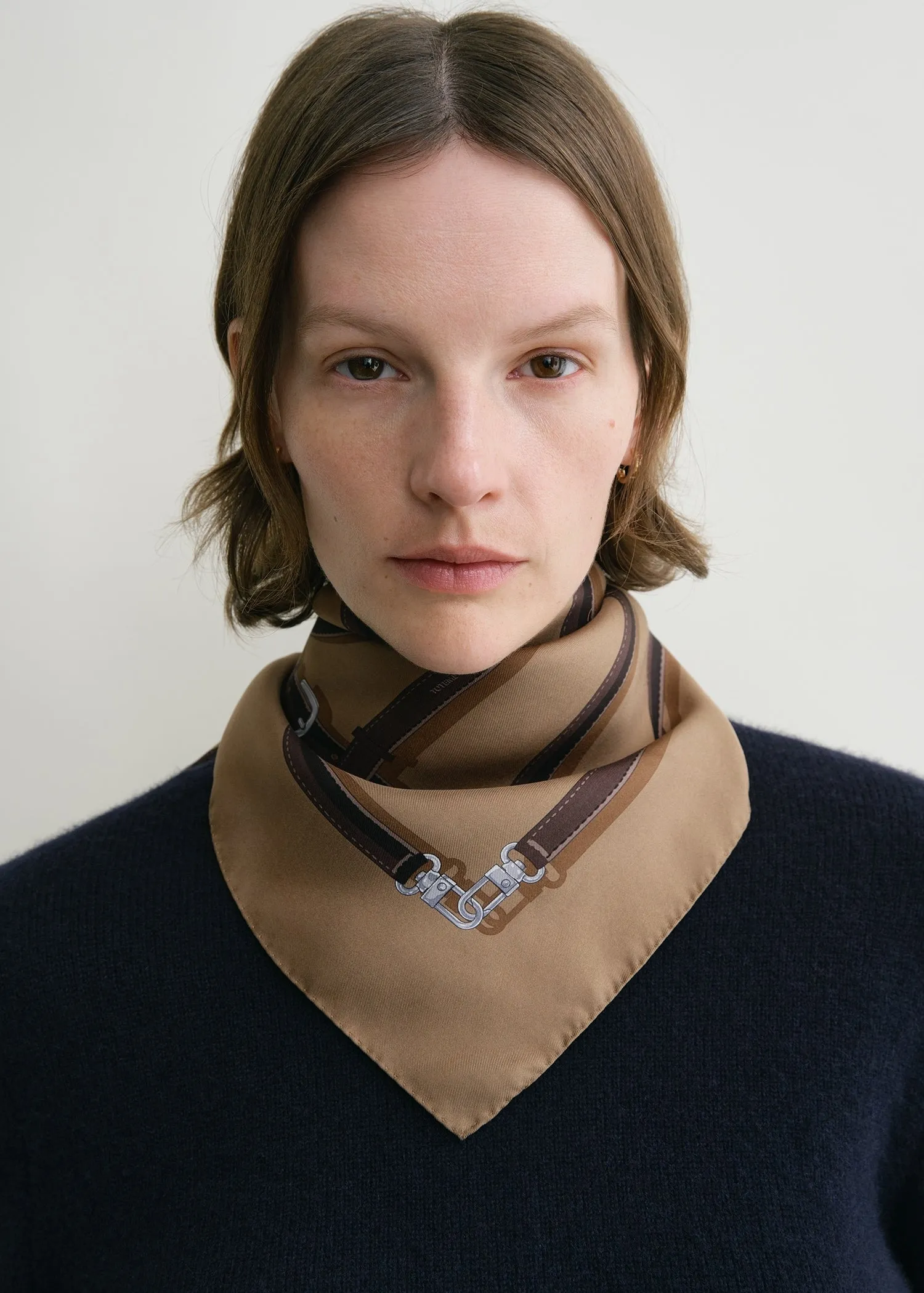 Clasp belt silk scarf biscuit sold by Toteme product image thumbnail 3