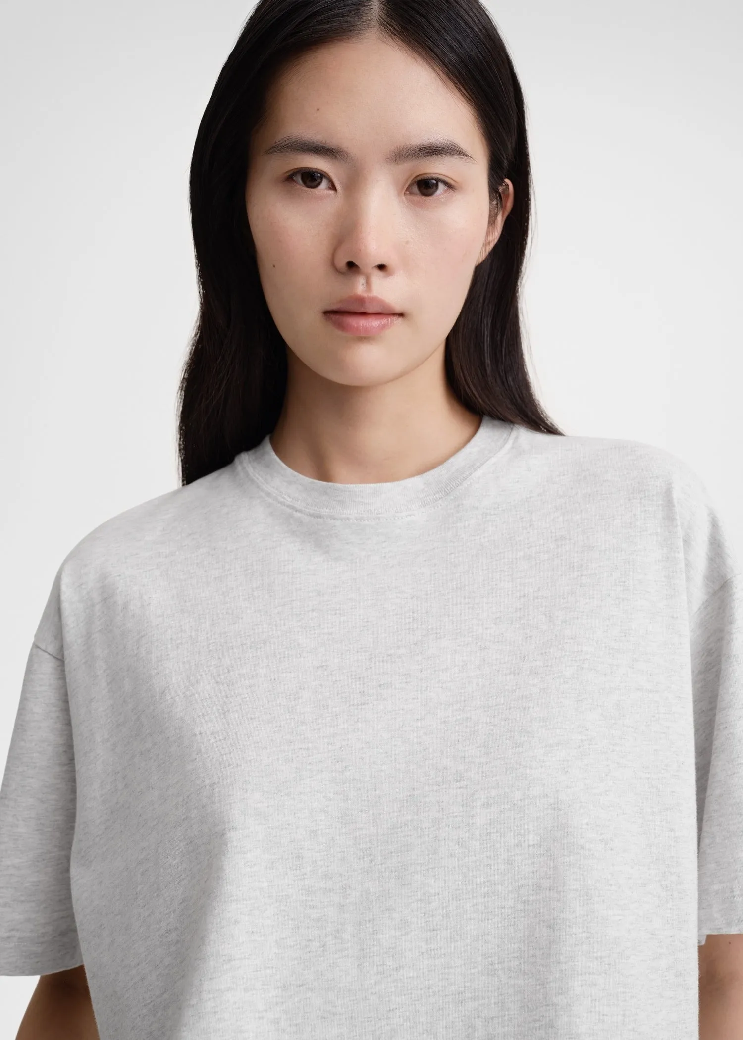 Straight cotton tee pale grey melange sold by Toteme product image thumbnail 2