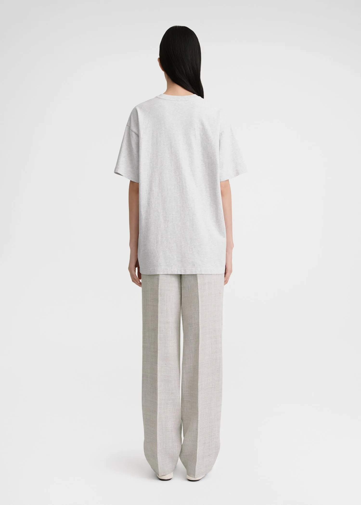 Straight cotton tee pale grey melange sold by Toteme product image thumbnail 4