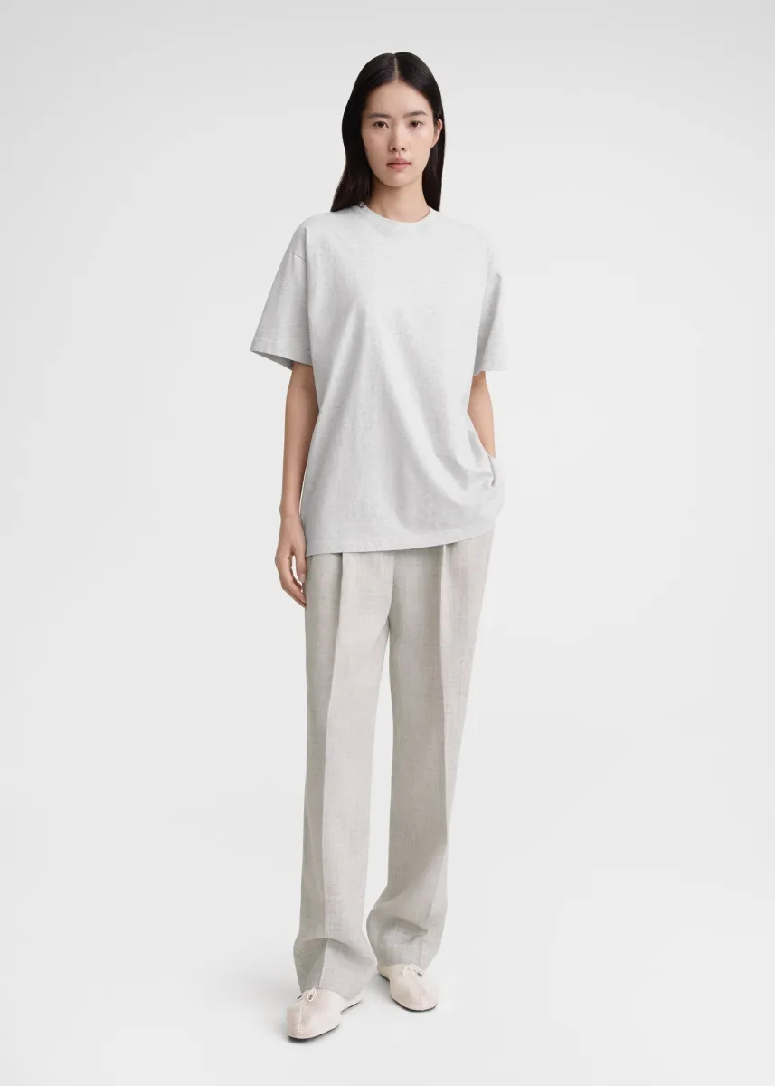 Straight cotton tee pale grey melange sold by Toteme