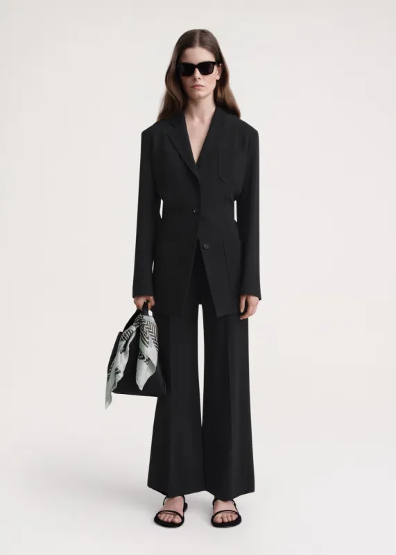 Slim viscose-blend blazer black sold by Toteme