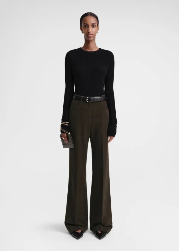 Flared moleskin trousers espresso sold by Toteme