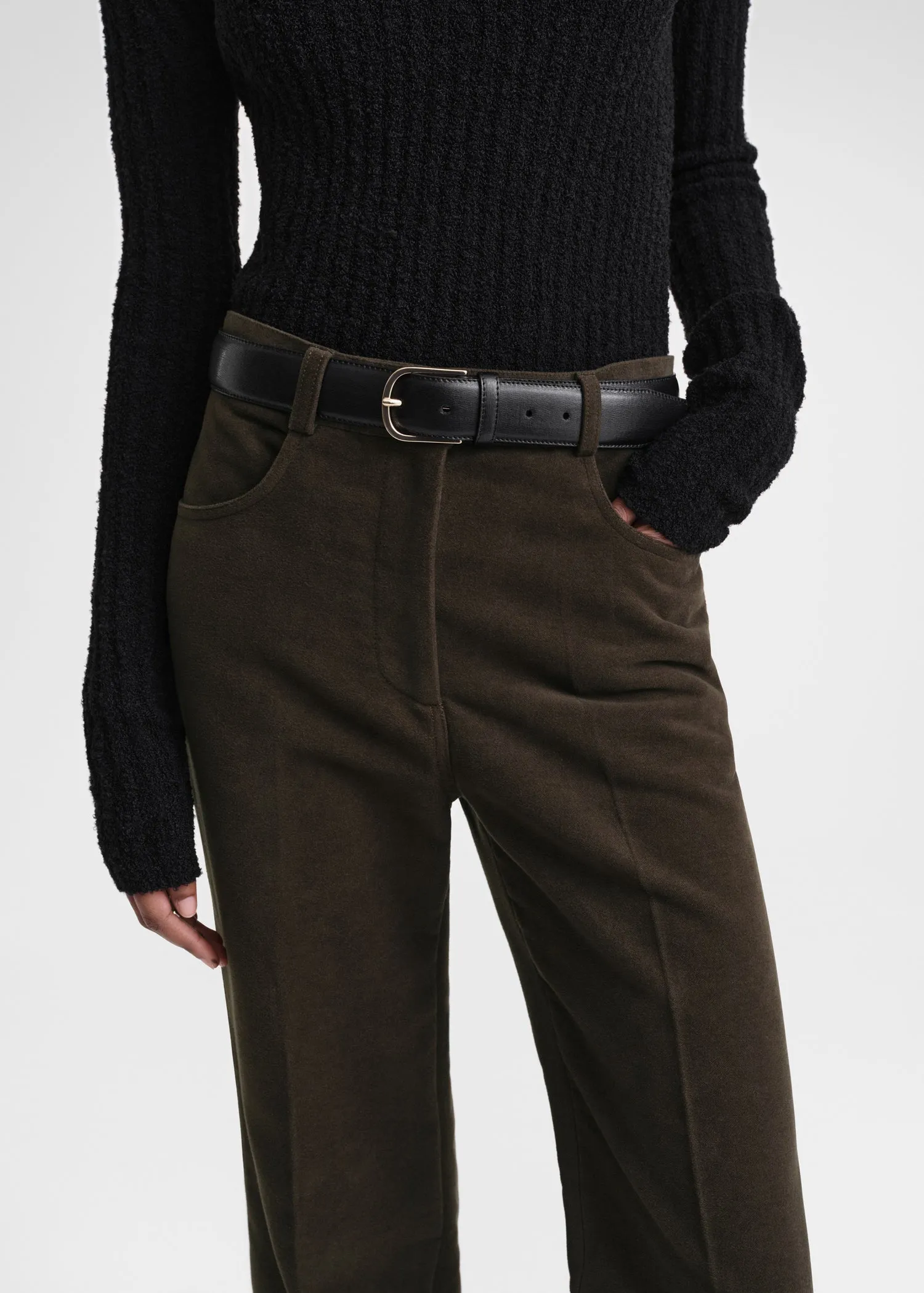 Flared moleskin trousers espresso sold by Toteme product image thumbnail 4