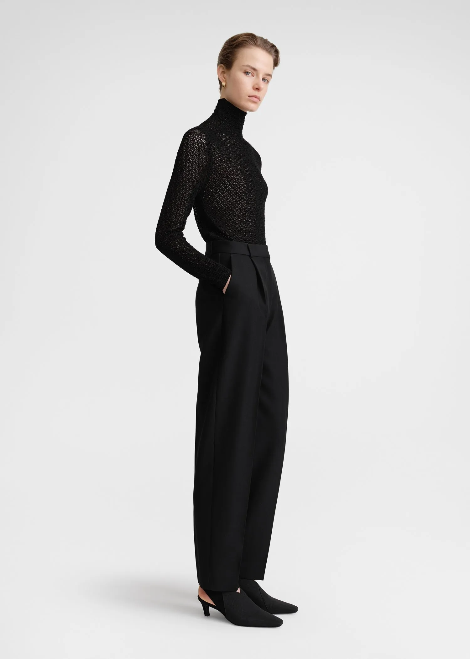 Single-pleat tapered trousers black sold by Toteme product image thumbnail 2