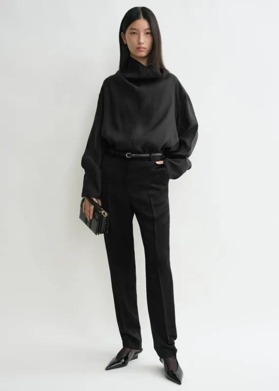Funnel-neck organza blouse black sold by Toteme