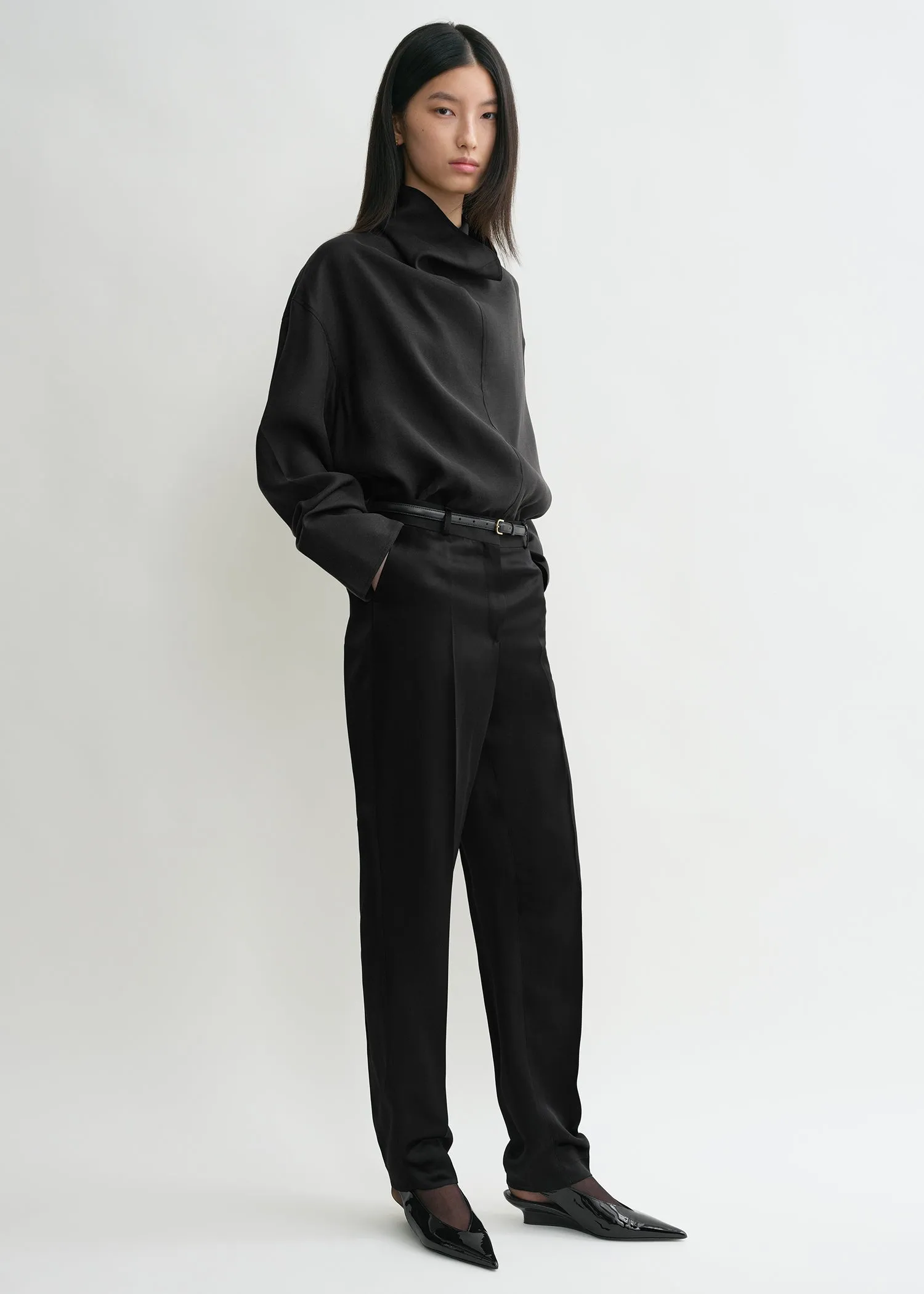 Funnel-neck organza blouse black sold by Toteme product image thumbnail 2