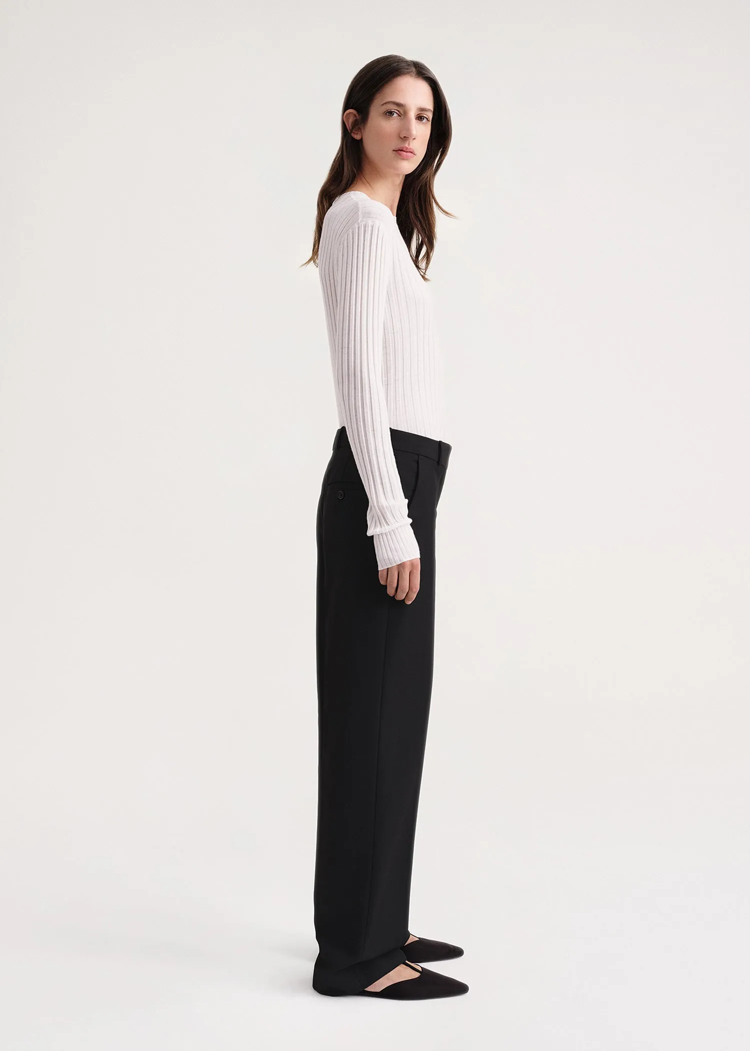 Mid-waist straight trousers black sold by Toteme product image thumbnail 2