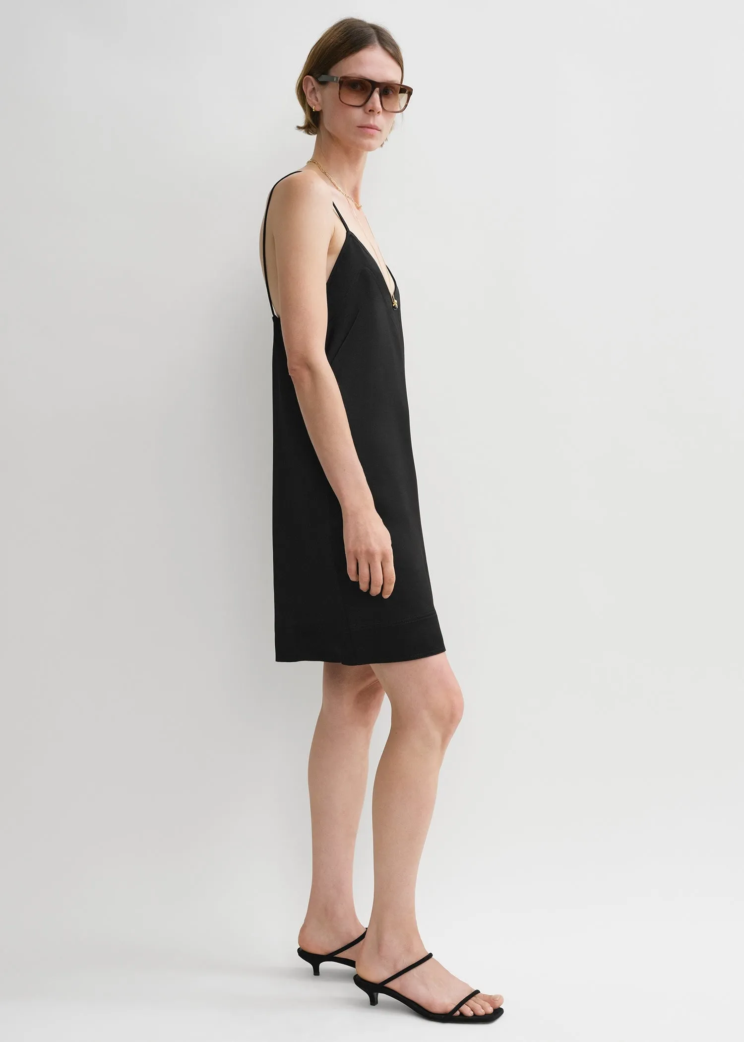 Contrast satin cami dress black sold by Toteme product image thumbnail 3
