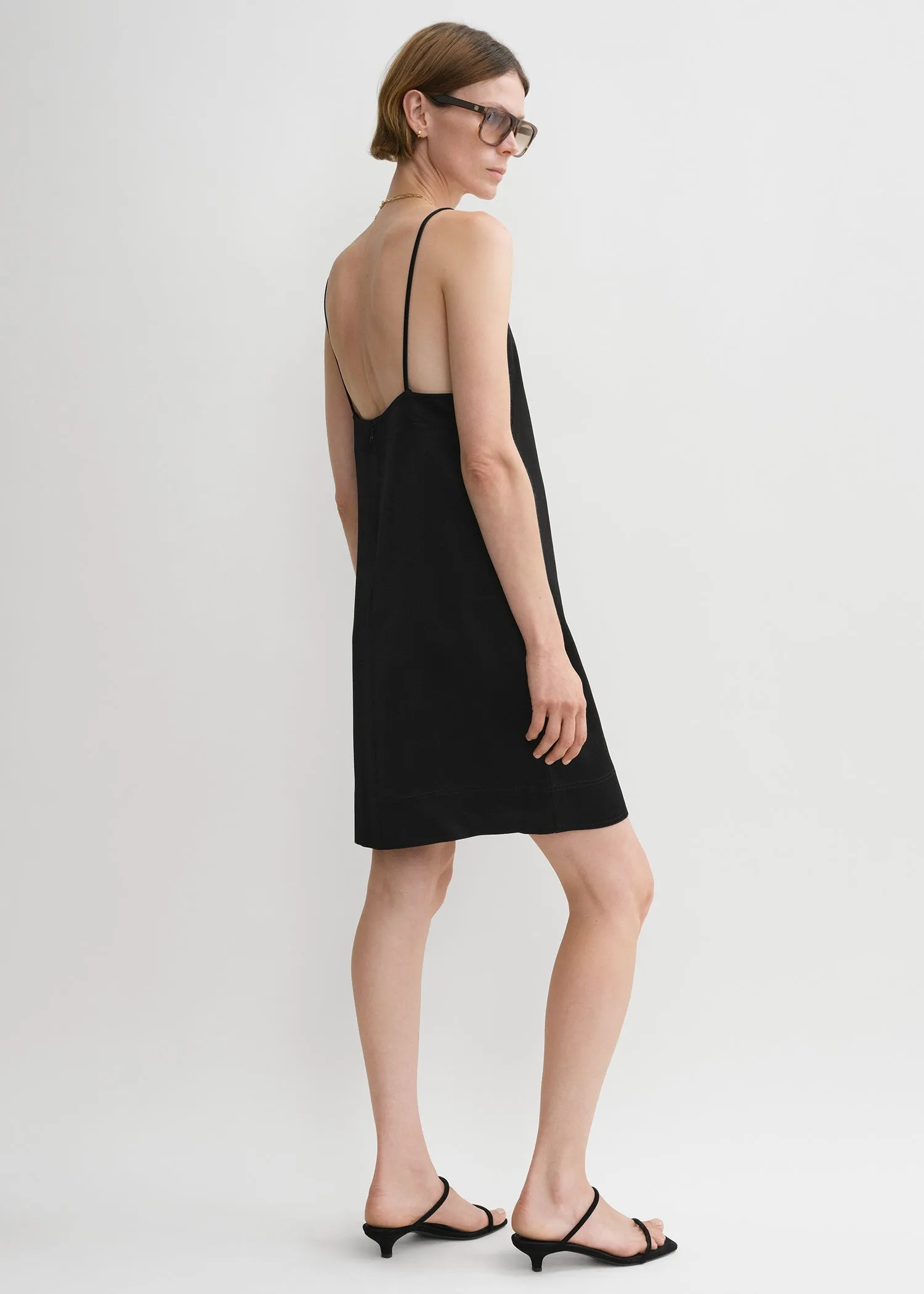 Contrast satin cami dress black sold by Toteme product image thumbnail 4