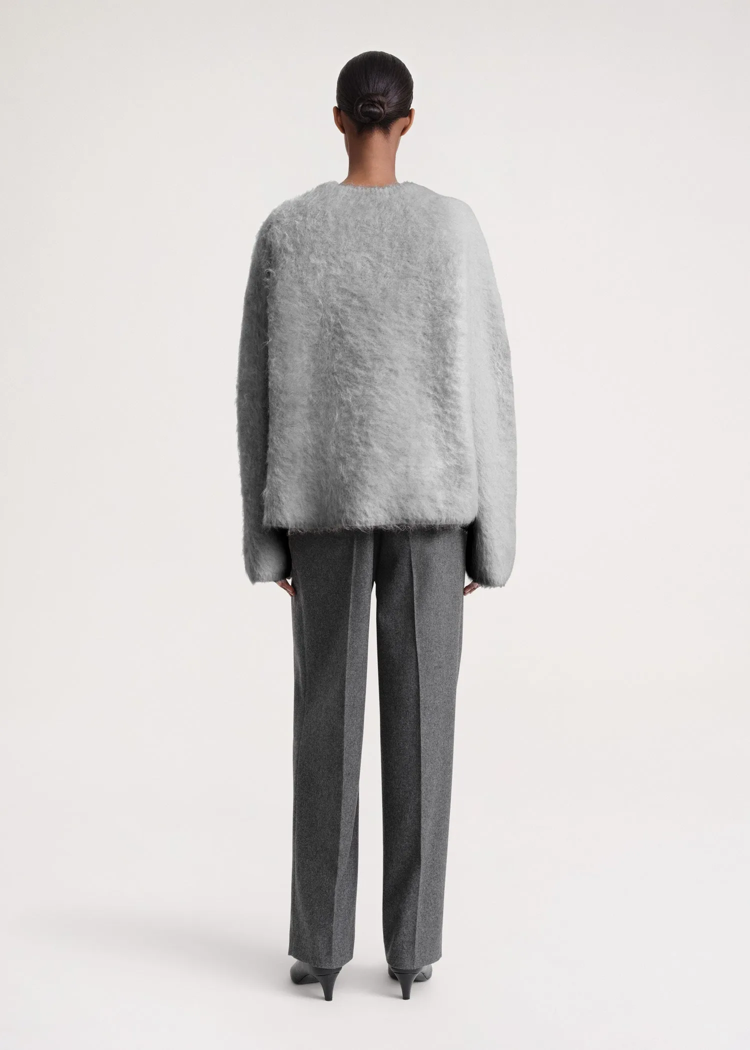 Boxy alpaca knit grey mélange sold by Toteme product image thumbnail 3