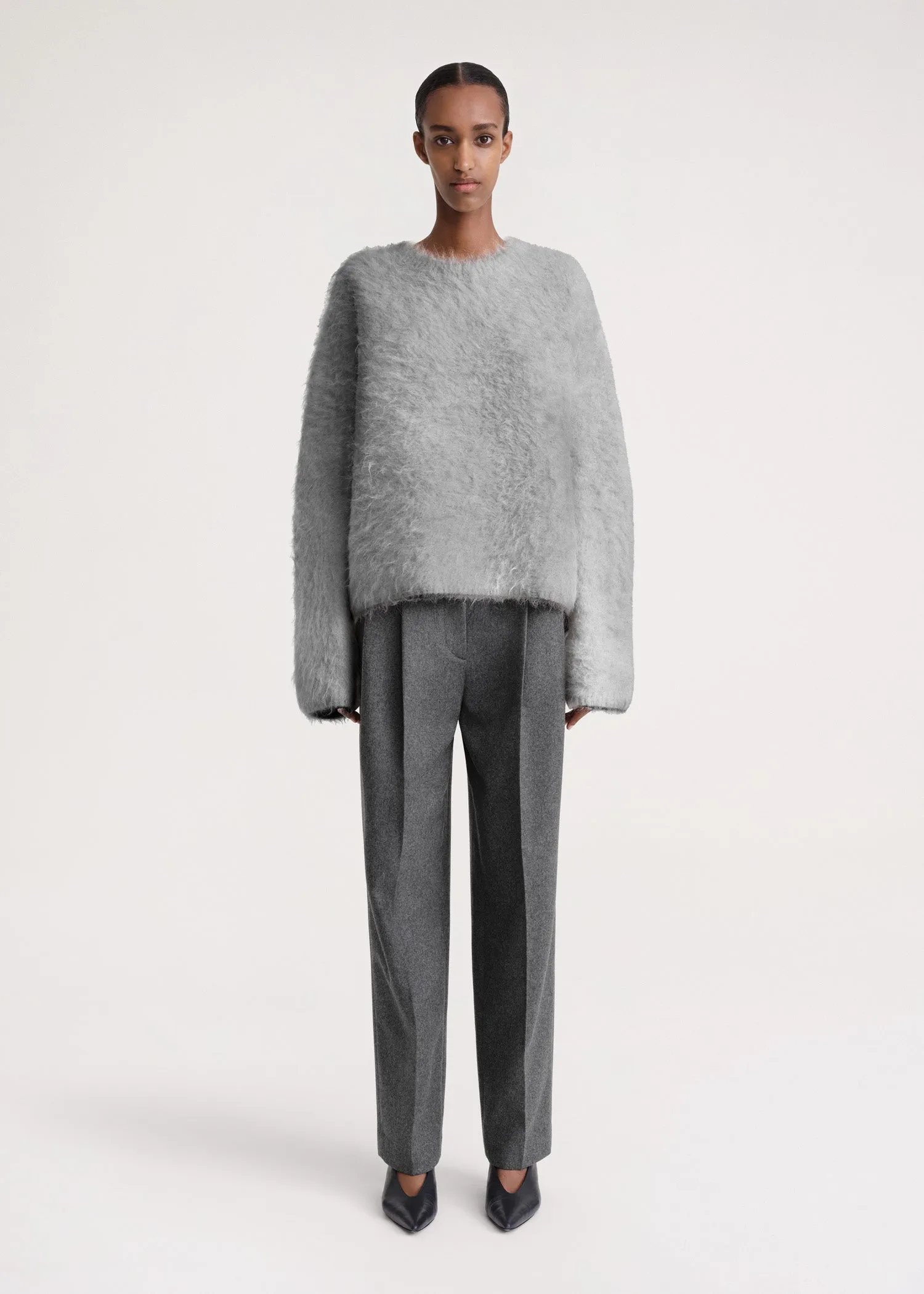 Boxy alpaca knit grey mélange sold by Toteme