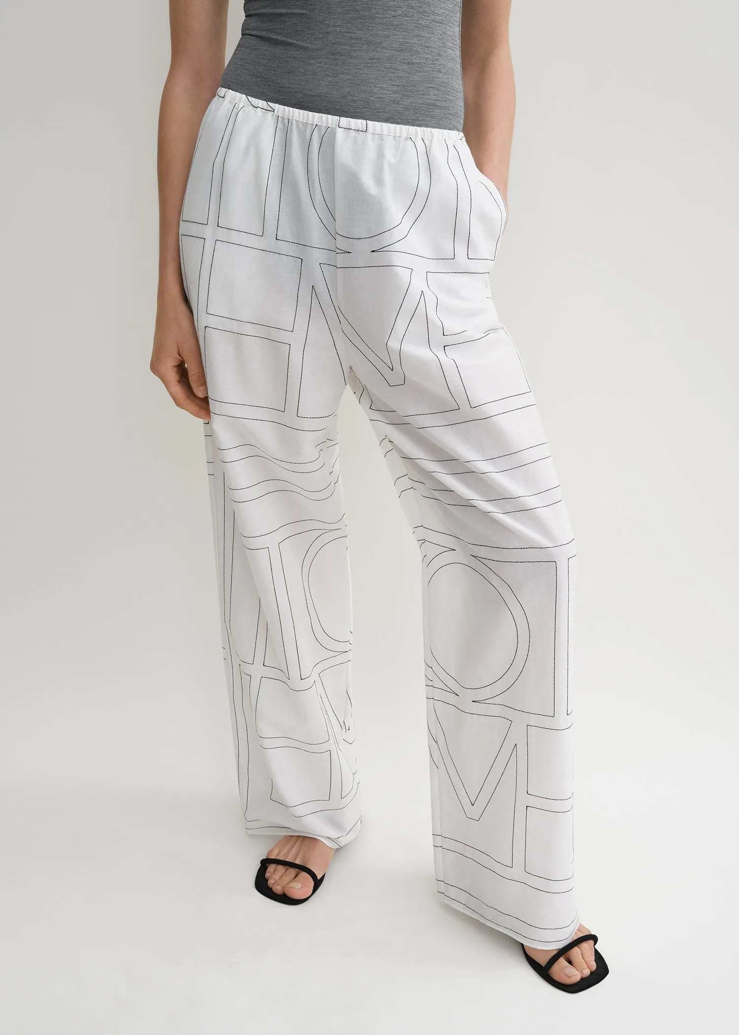 Monogram cotton-blend pj bottoms white/black sold by Toteme product image thumbnail 4