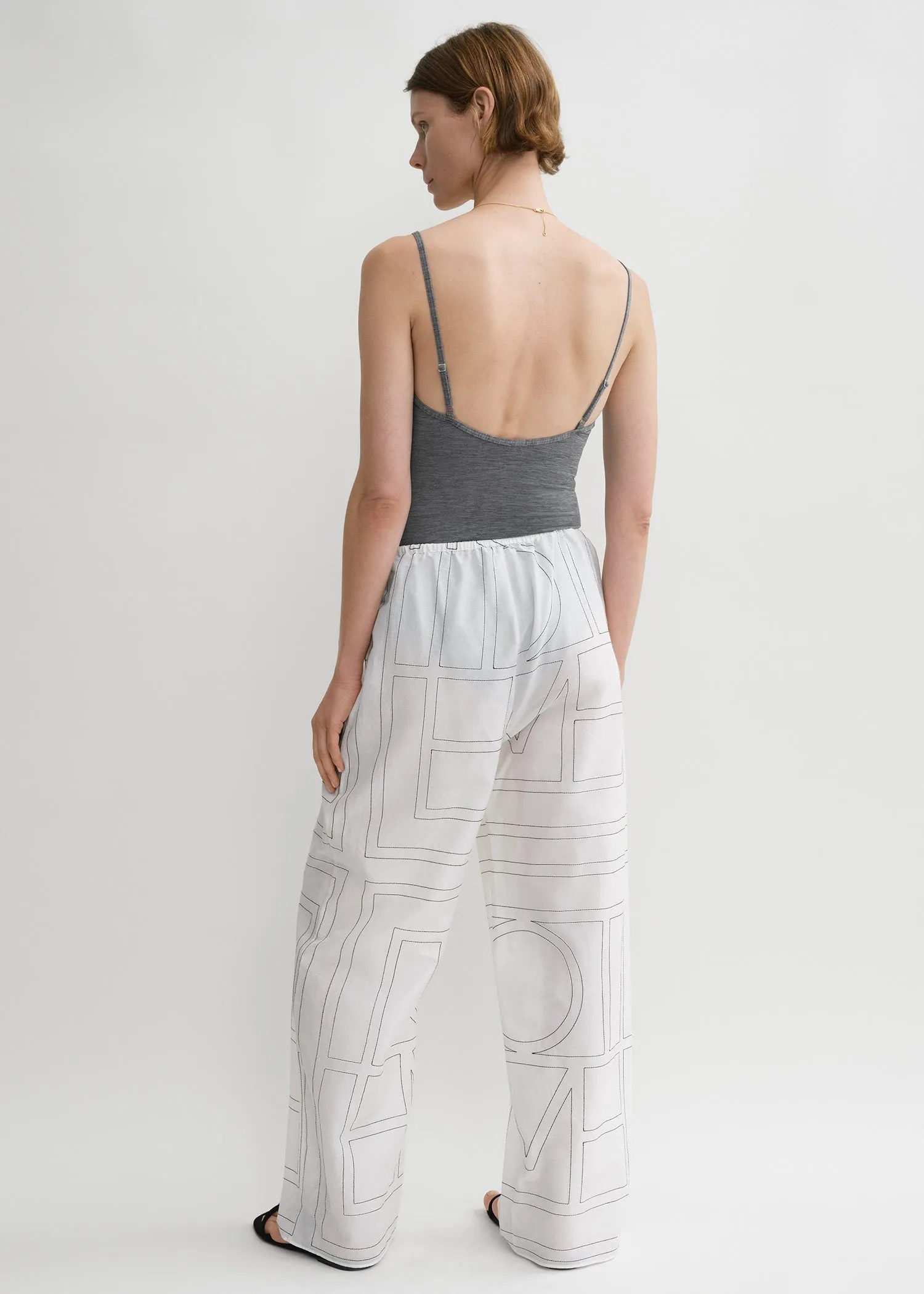 Monogram cotton-blend pj bottoms white/black sold by Toteme product image thumbnail 3