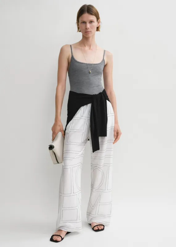 Monogram cotton-blend pj bottoms white/black sold by Toteme