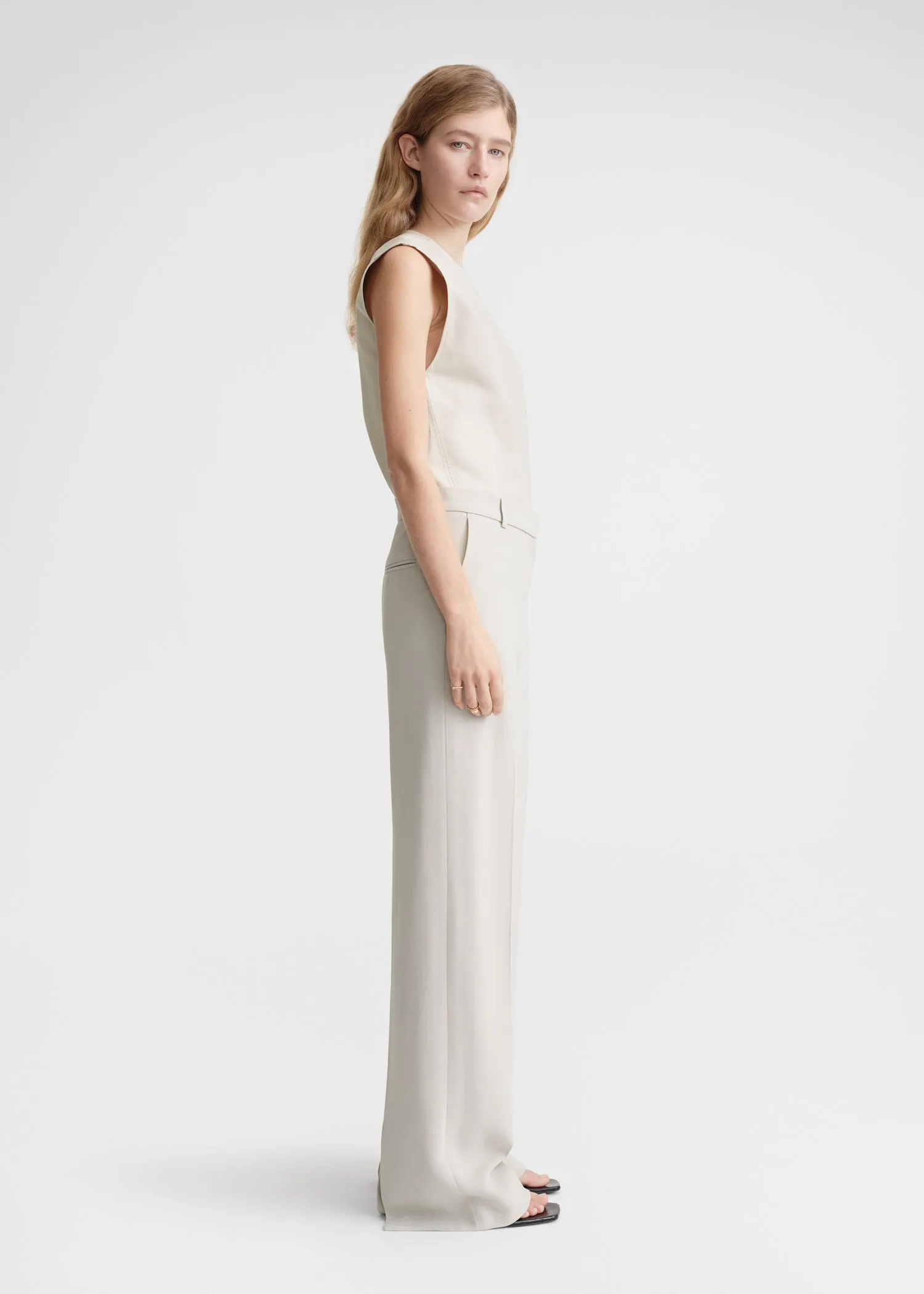 Relaxed straight trousers pebble sold by Toteme product image thumbnail 3
