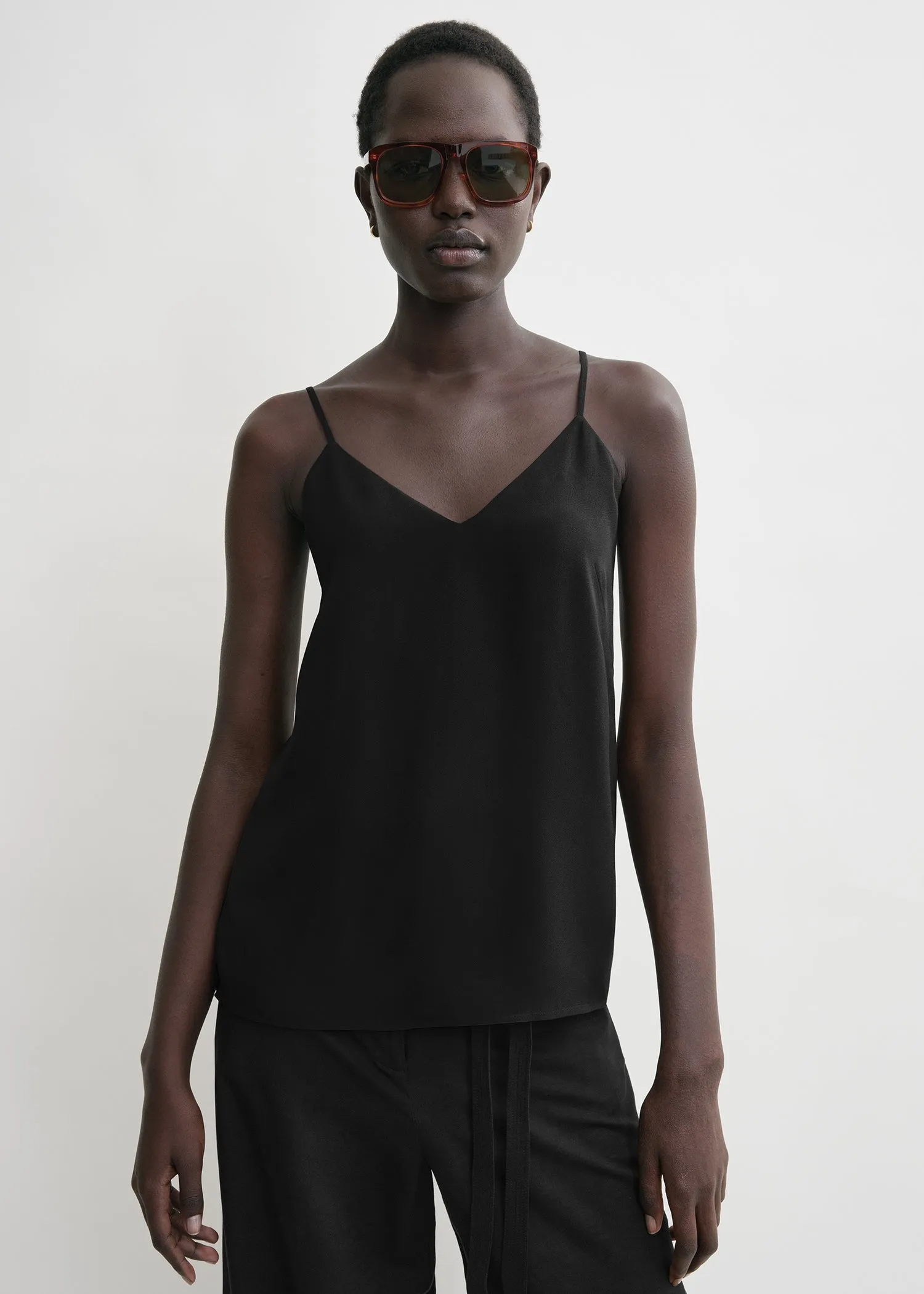 Crepe-back satin cami top black sold by Toteme product image thumbnail 4