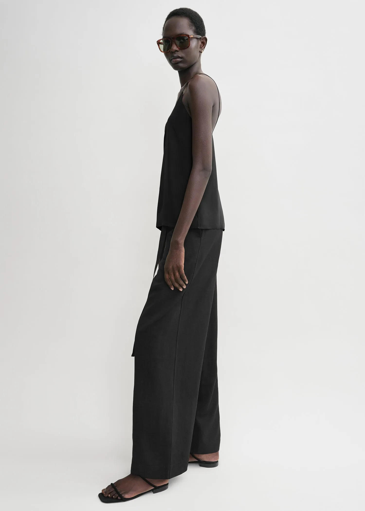 Crepe-back satin cami top black sold by Toteme product image thumbnail 2