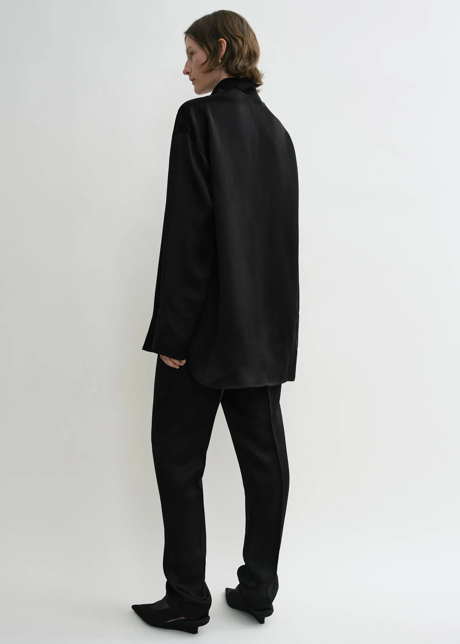 Funnel-neck satin blouse black sold by Toteme product image thumbnail 3