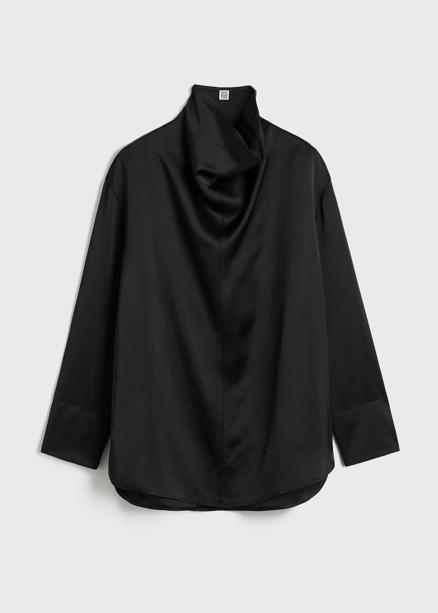 Funnel-neck satin blouse black sold by Toteme product image thumbnail 5