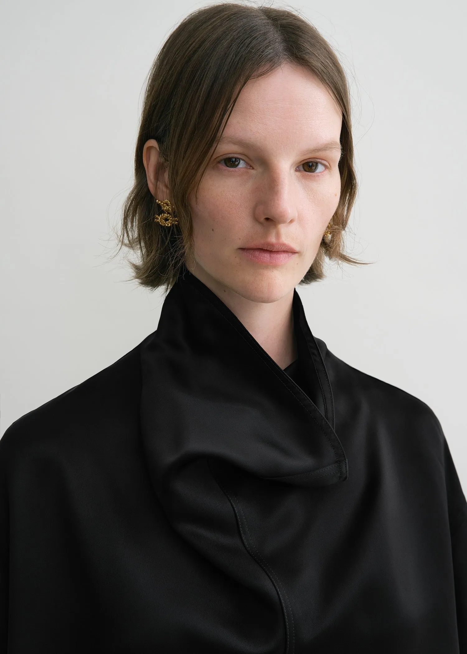 Funnel-neck satin blouse black sold by Toteme product image thumbnail 4