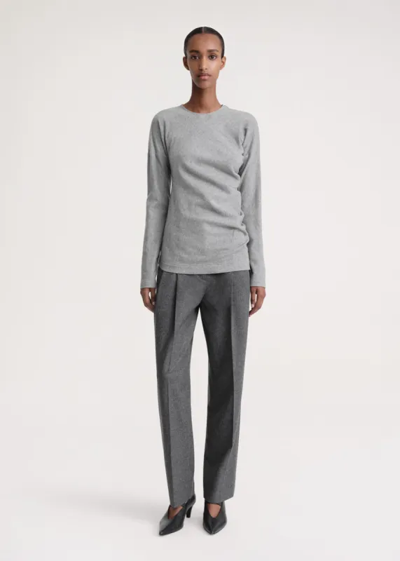 Twisted flannel top light grey mélange made by Toteme