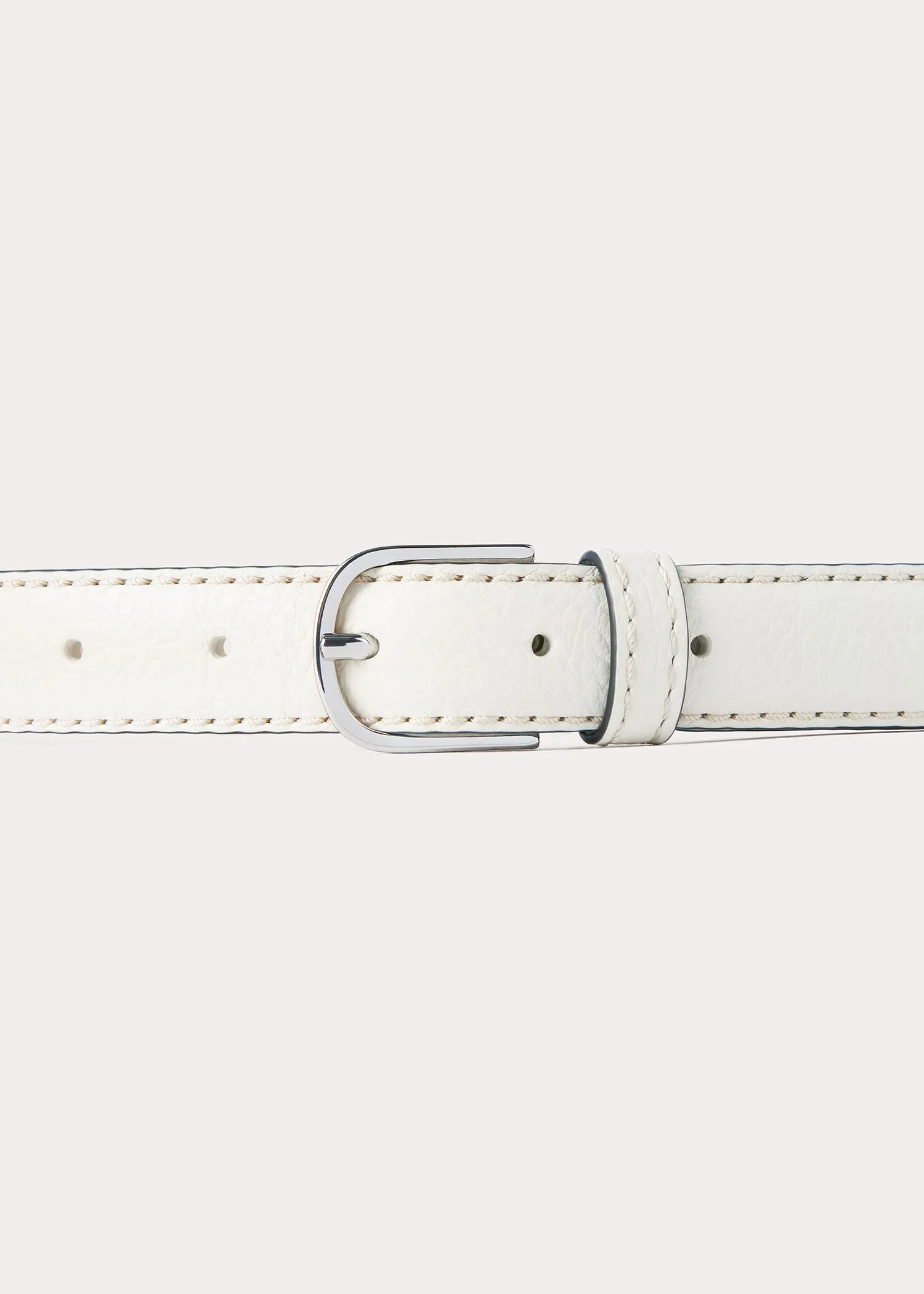Slim grained-leather trouser belt milk sold by Toteme product image thumbnail 3
